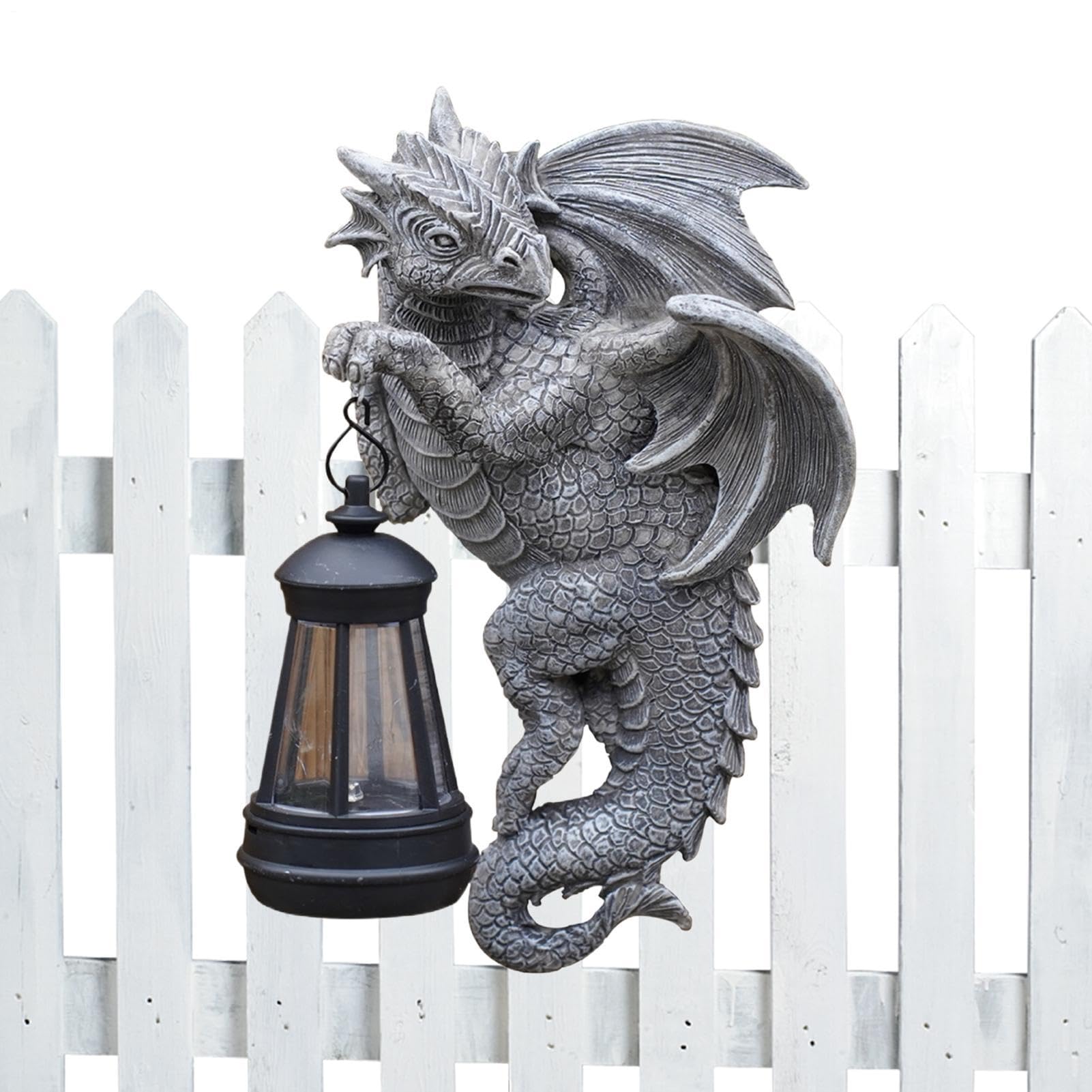 Statue dragon solaire extérieur avec lanterne pour décoration de jardin pelouse et balcon