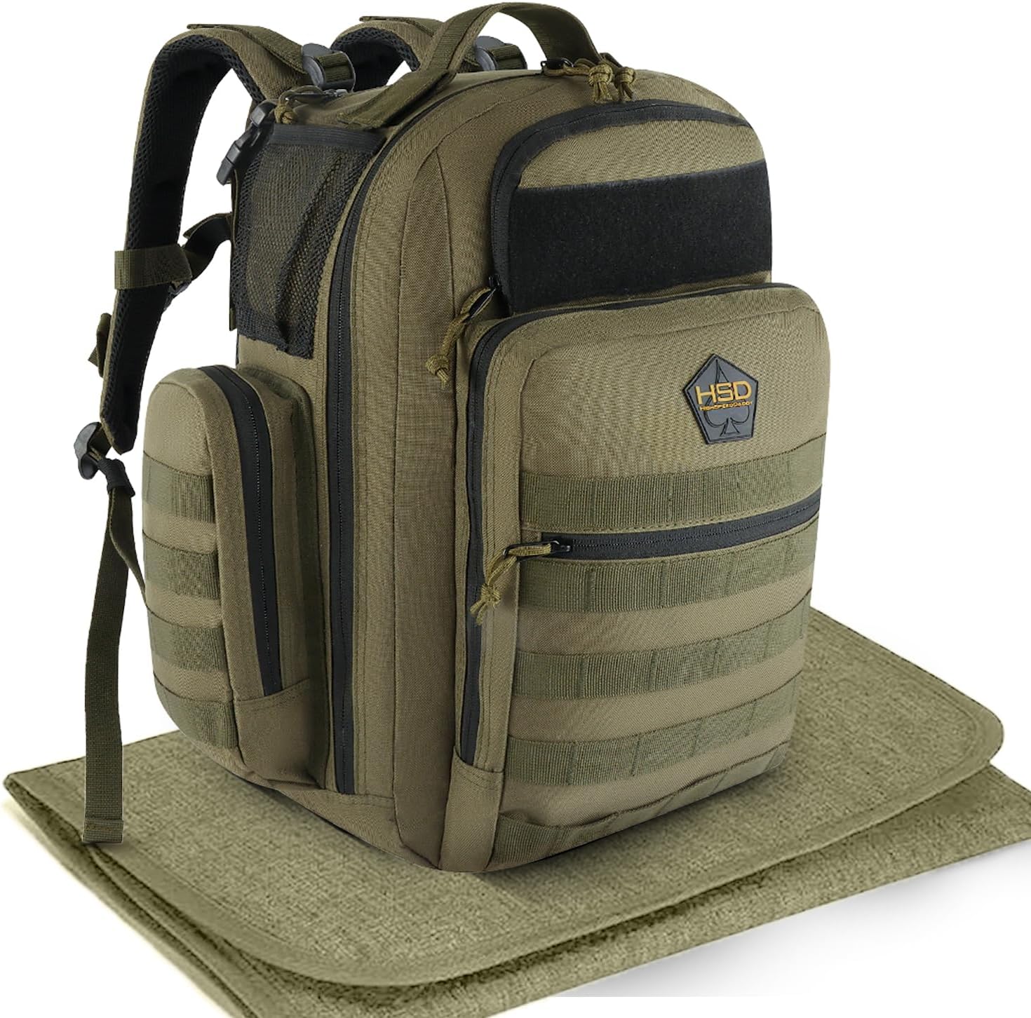 HighSpeedDaddy - Baby Diaper Backpack, Military-Grade, Waterproof, Compact Baby Travel Bag with Diaper Changing Mat