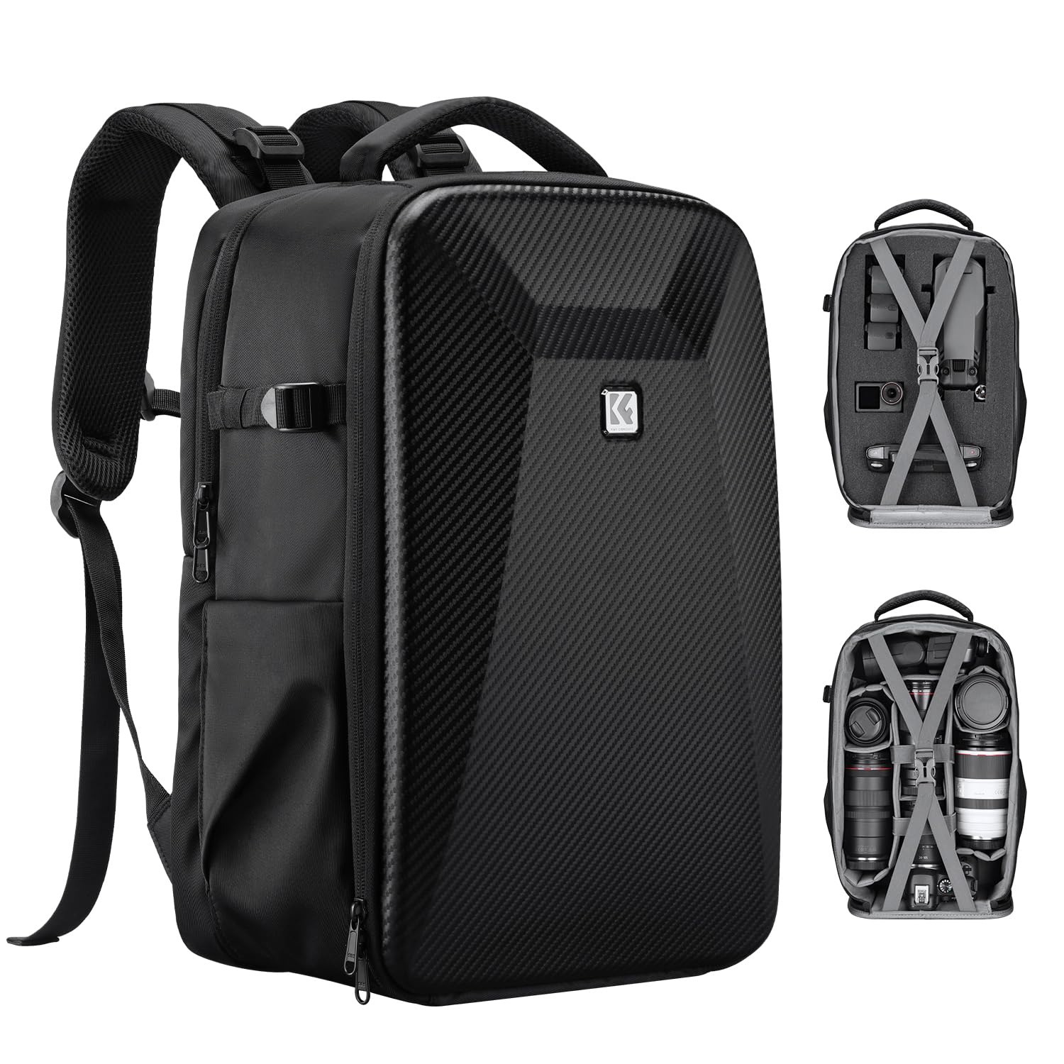 K&F CONCEPT Zaino per fotocamera 2 in 1, zaino rigido per drone