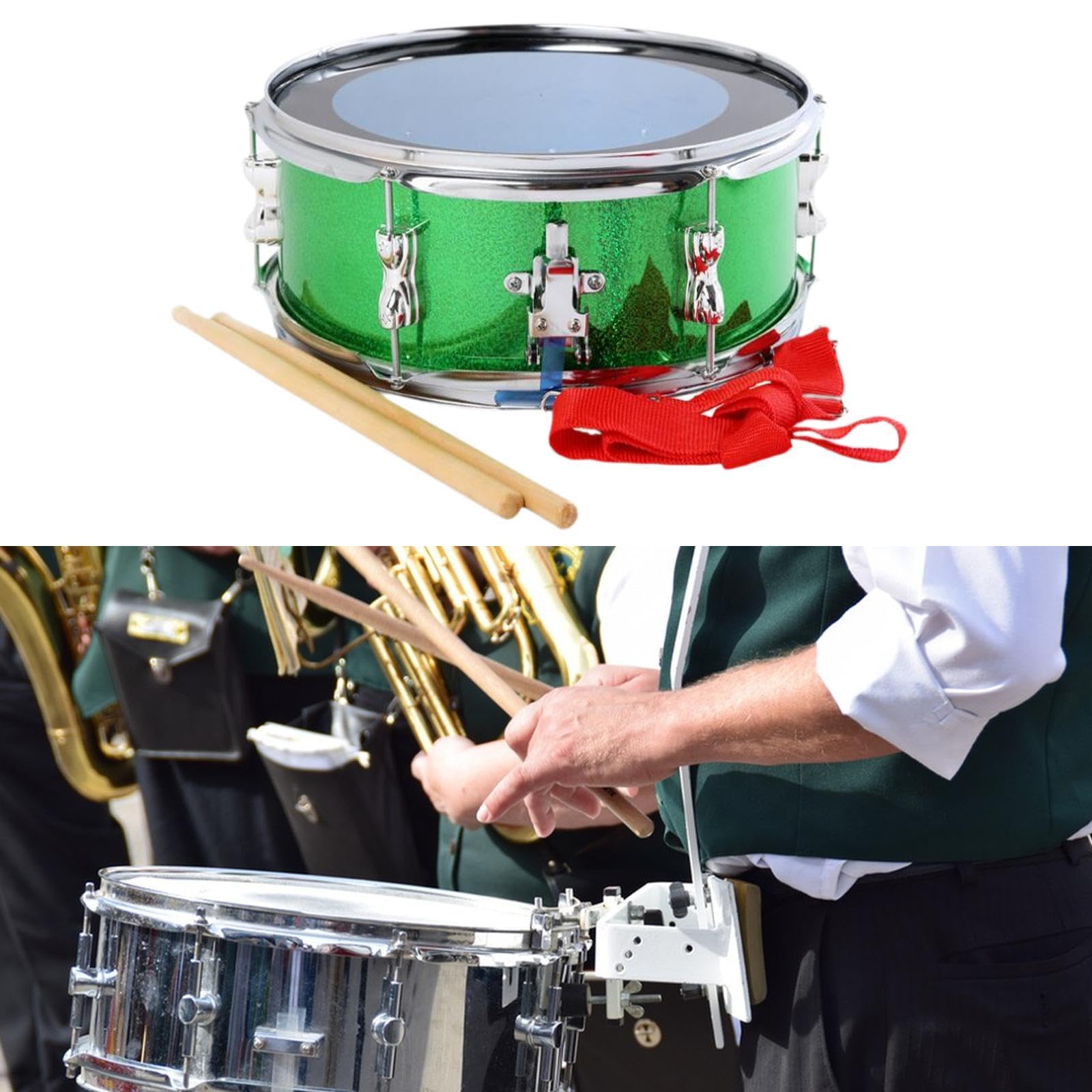 13 Zoll Snare Drum Doppeltontrommel Professionell mit Schultergurt Musiklernen Marschtrommel Teenager Kinder Mädchen Jungen