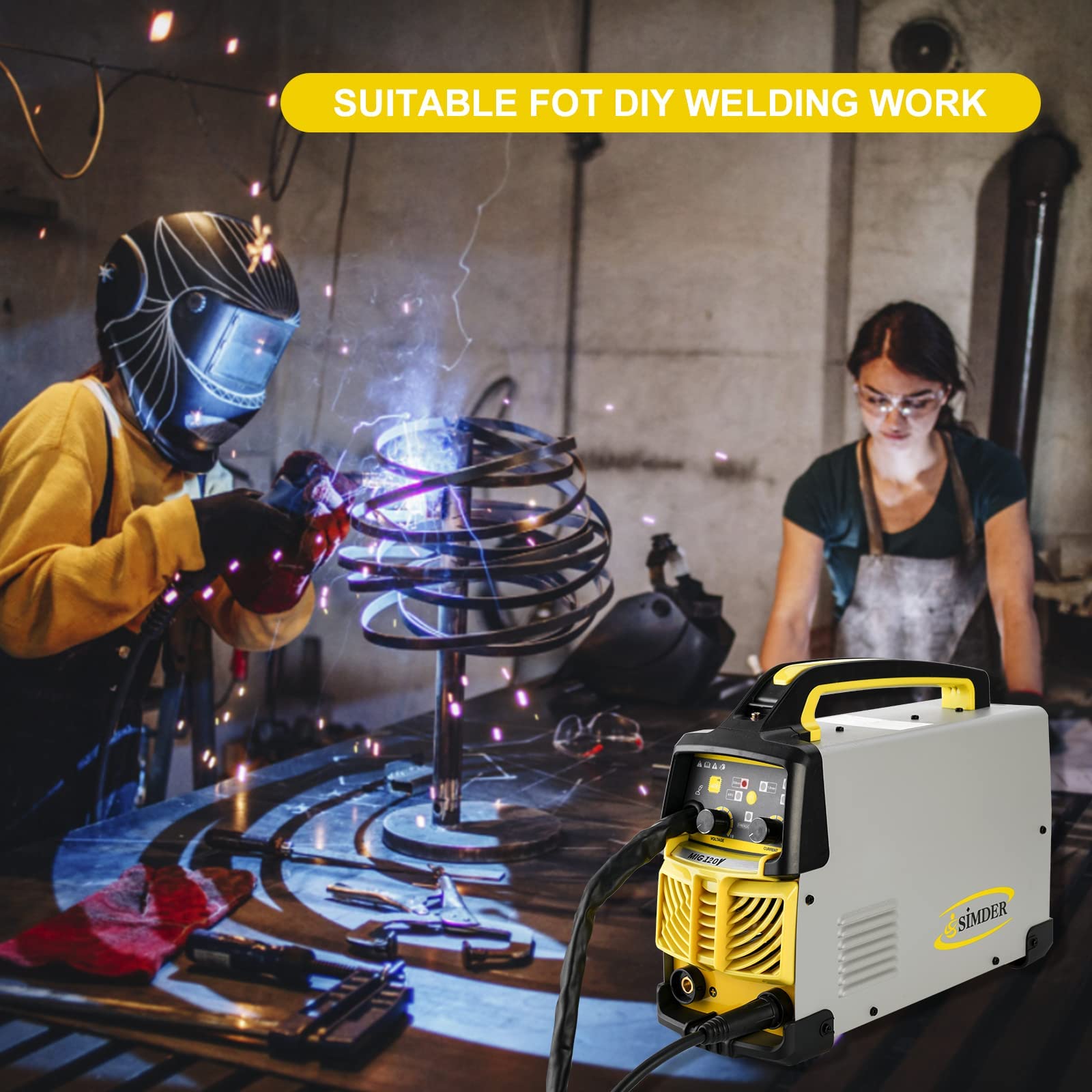 MIG Welder No Gas Flux Core Welder 120A DC 110V 220V MIG Welder IGBT Inverter MIG ARC 2 In 1