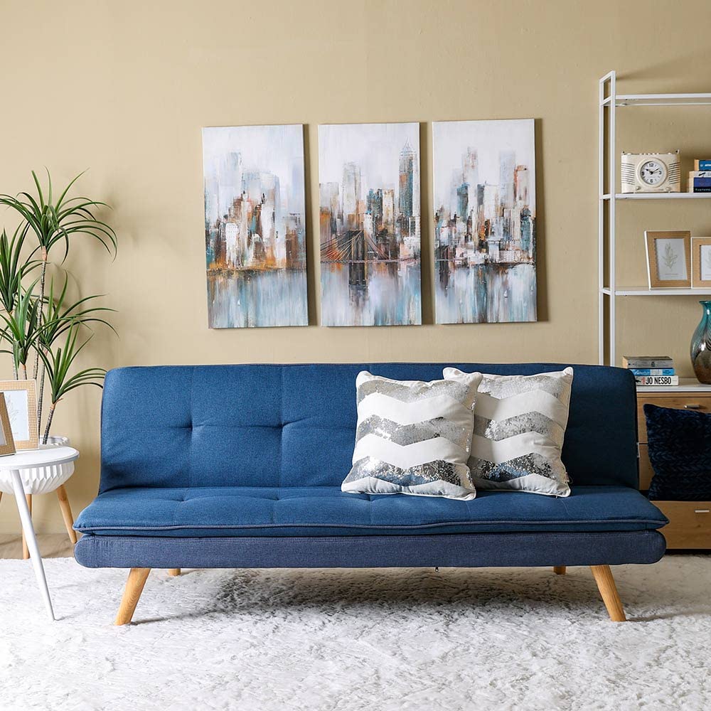 Beatrice Sofa Bed I Sleeping Fabric Sofa I Convertable Sofabed I Modern Design Living Room Furniture Set (L 180 x W 80 x H 77 cm) - Blue