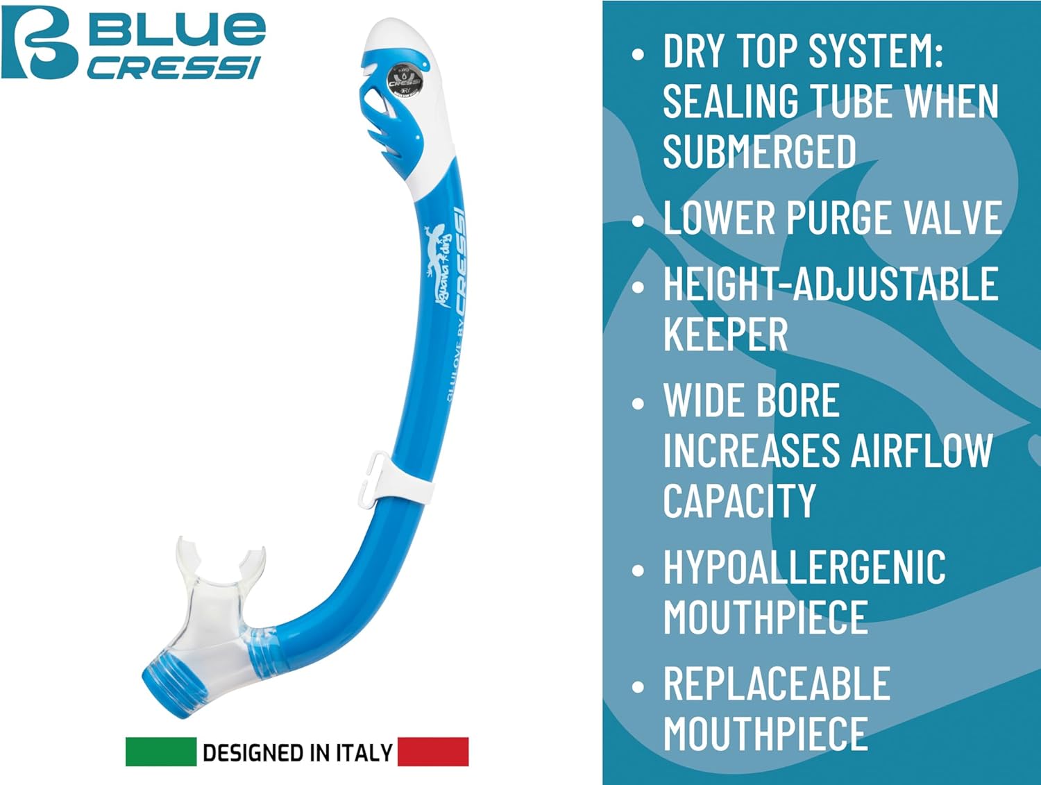 Cressi Snorkeling Silicone Set (mask & Dry Snorkel) for Kids Aged 5 to 15 Year Old - Ocean Junior: Designed in Italy