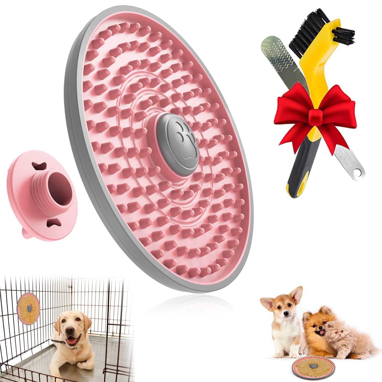 Lalolee Dog Lick Mat, Pink, for Crate Training and Reducing Anxiety, Made of Natural Rubber, Promotes Healthy Feeding and Oral Hygiene — image 1