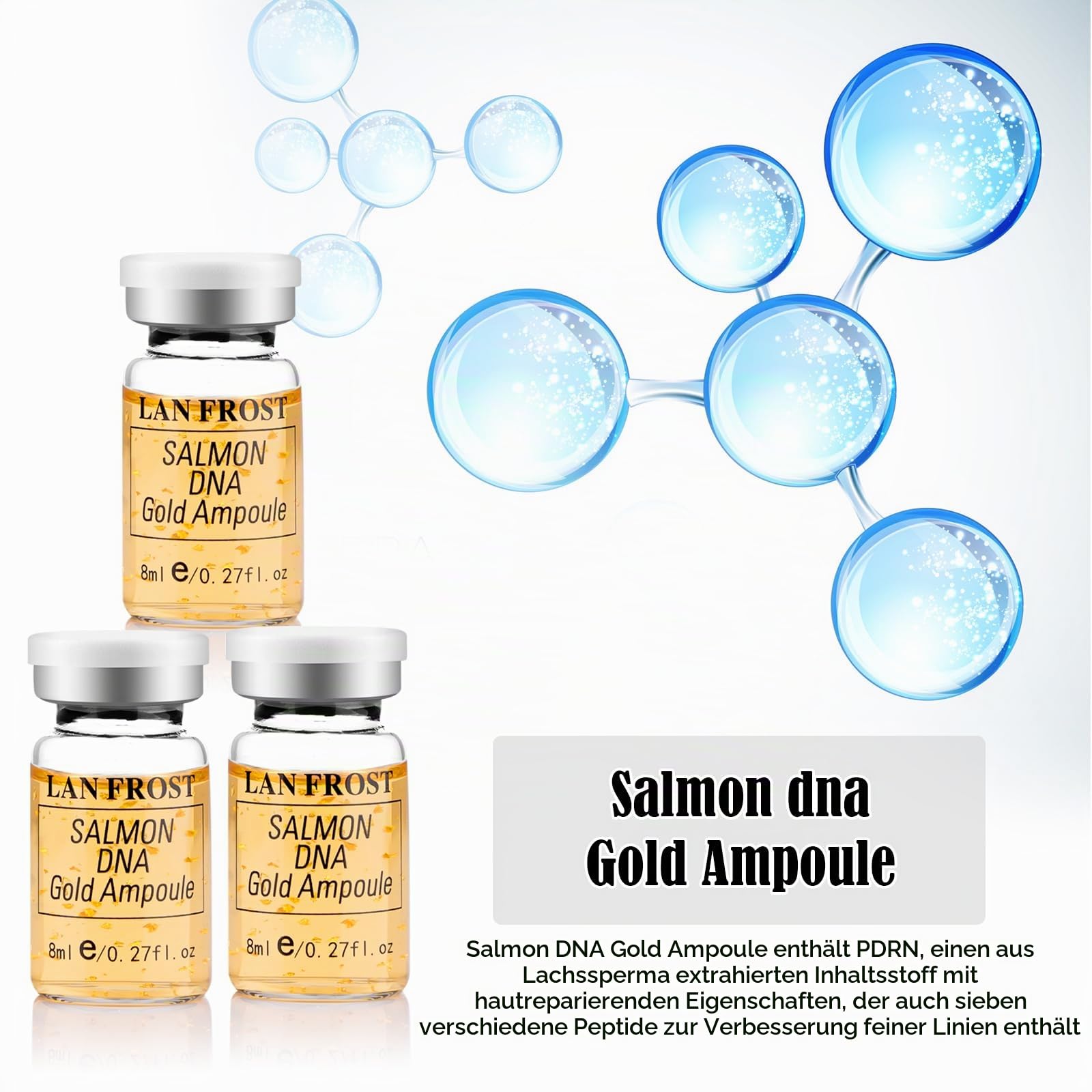 BB Facial Glow Starter Kit Serum Hyaluronic Acid Essence Skin Care | 8ml 12 PCS, Zur Verwendung mit Microneedle Skin Conditioner (Gold)