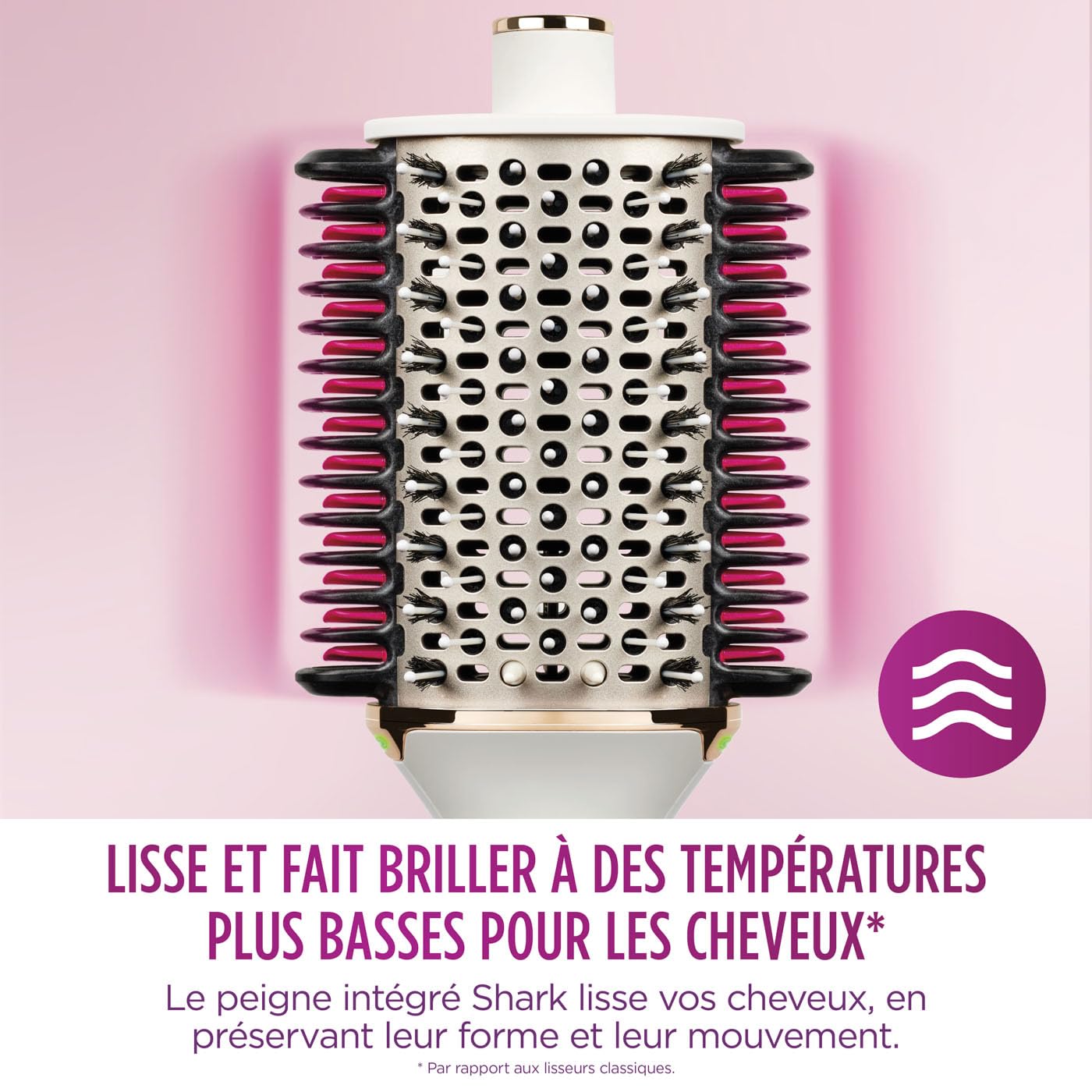 Cepillo y peine térmico alisador Shark SmoothStyle con estuche, modos Seco y Húmedo, cepillo de aire caliente con 3 temperaturas, resultado suave y voluminoso para todo tipo de cabello, Seda HT212EU