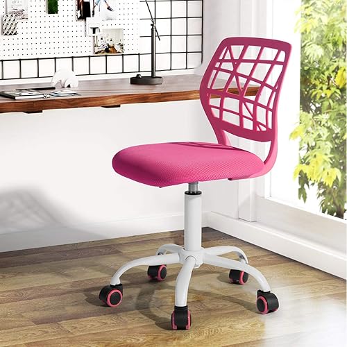 Miniatura 43 de FurnitureR Silla de trabajo de escritura para adolescentes, niños y niñas, ruedas giratorias de 360 grados, asiento de tela suave, respaldo F-aqua,C