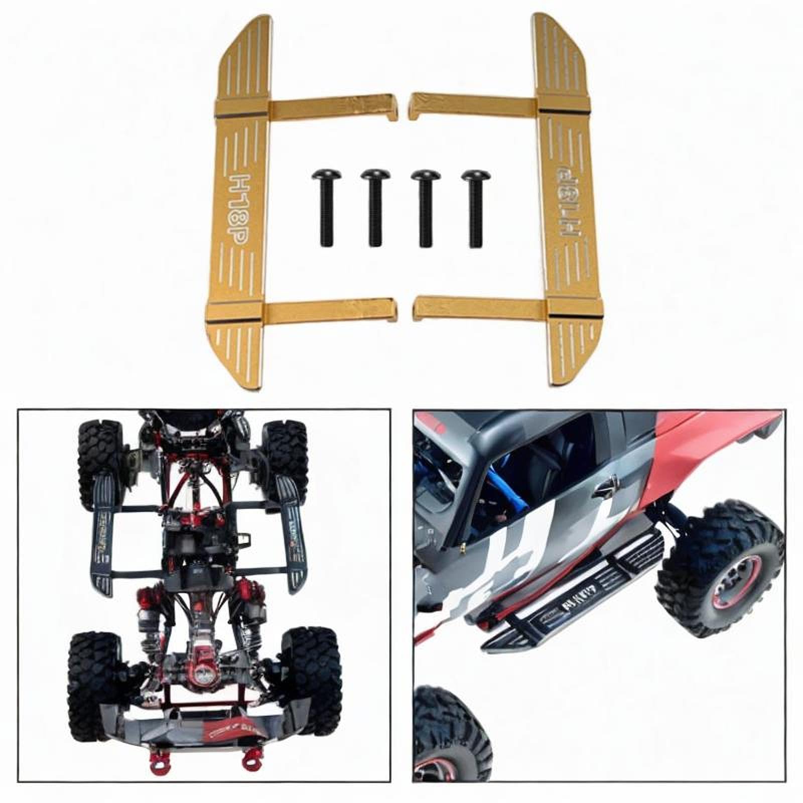 Colcolo Pedali Laterali per Auto RC, Piastra di Supporto in Metallo per Accessori RC in 1:18 H18P, Modello Crawler, Oro dello Champagne