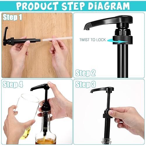 Miniatura 7 de Zopeal Dispensador de jarabe de café de 8 piezas, se adapta a botellas de 25.4 onzas líquidas, bomba de jarabe delgada para saborizantes de café,