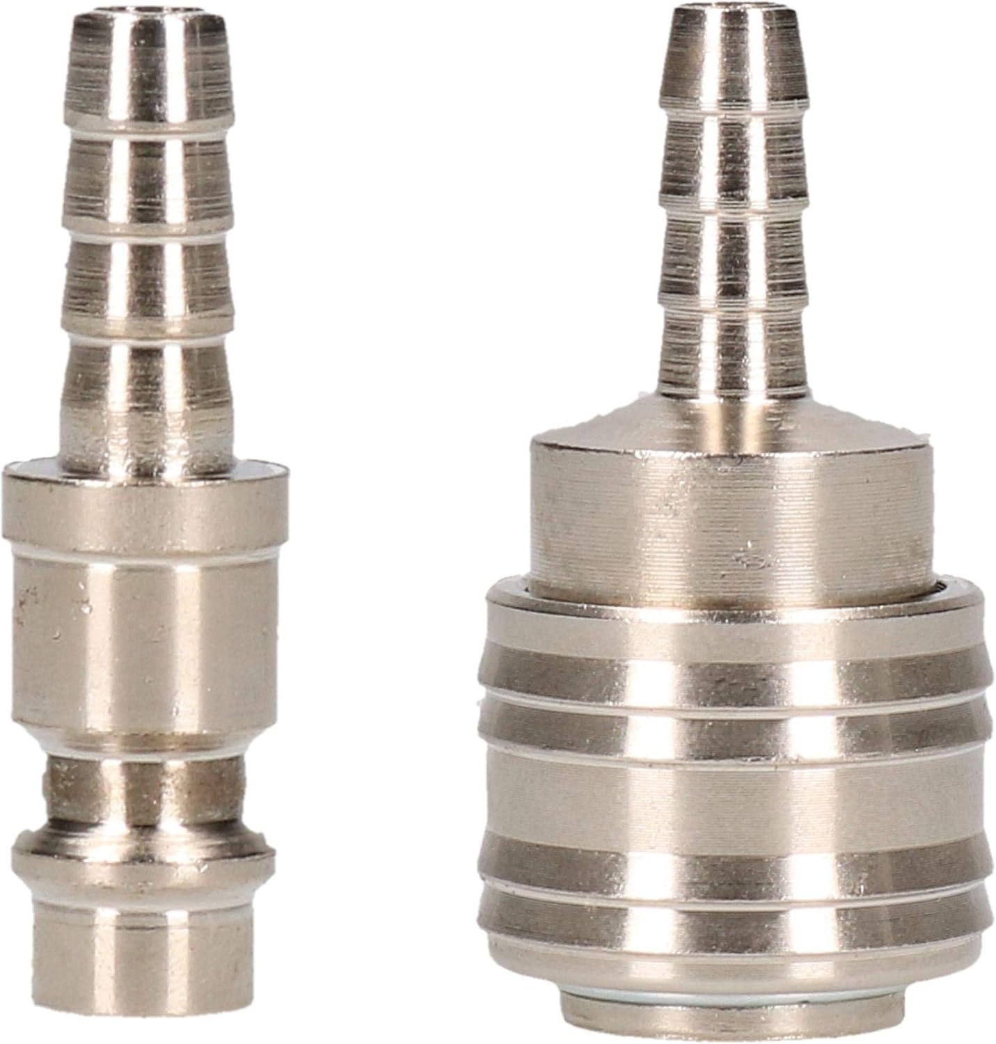 EURO Air Hose Connector Fitting Quick Release Pack With Hose Tail Barb 2pk
