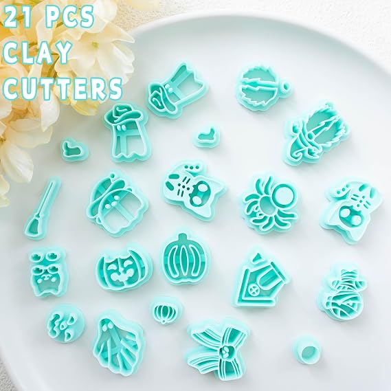 Tainsky Halloween Clay Cutters - 21 Shapes for Polymer Clay Cutters for Earrings(E)