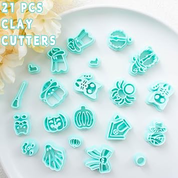 Tainsky Halloween Clay Cutters - 21 Shapes for Polymer Clay Cutters for Earrings(E)