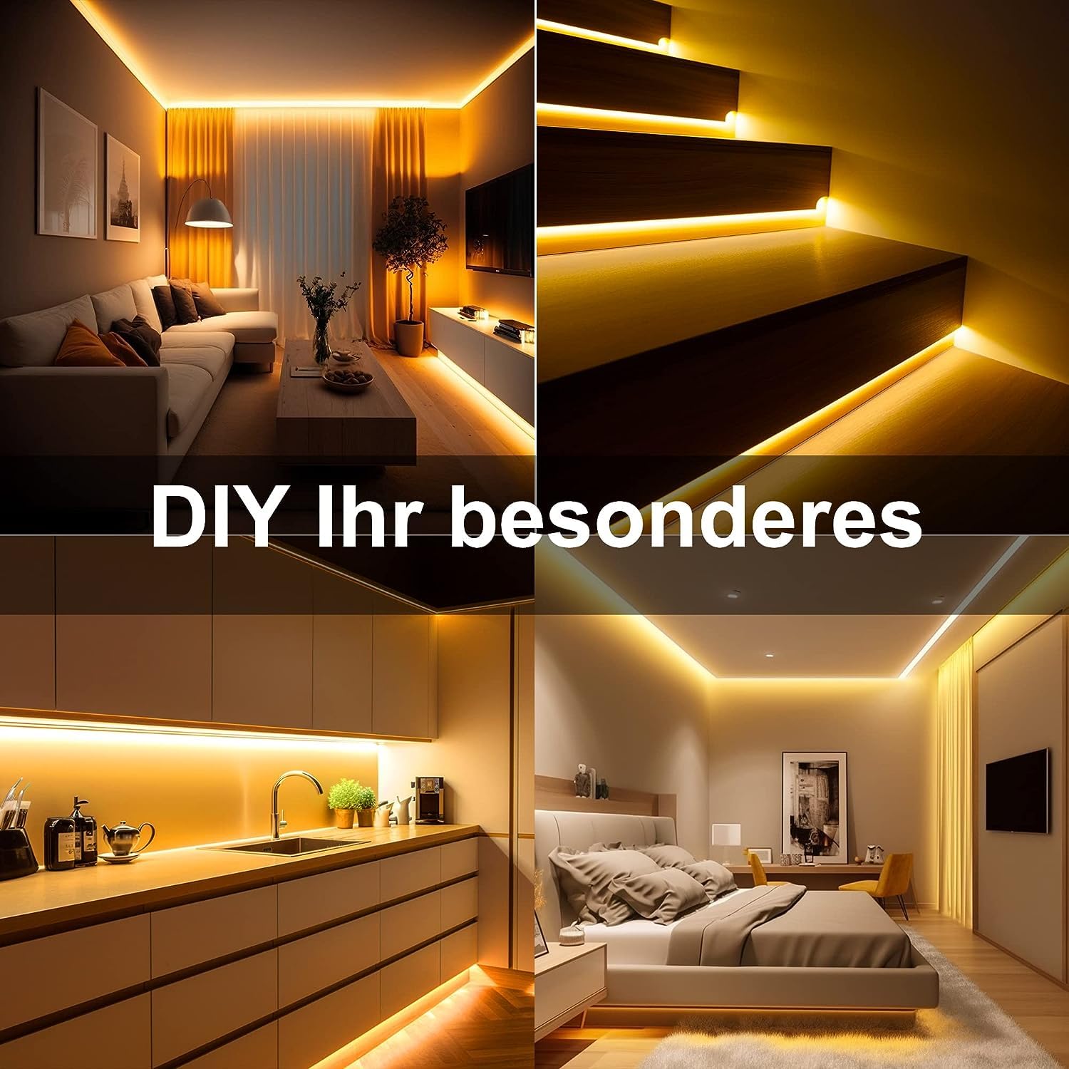 Kit di strisce LED COB, striscia LED senza punti con telecomando e alimentatore, DC24V, CRI> 90, larghezza 8 mm, luci a LED continue dimmerabili, per decorazione della camera da letto (3000