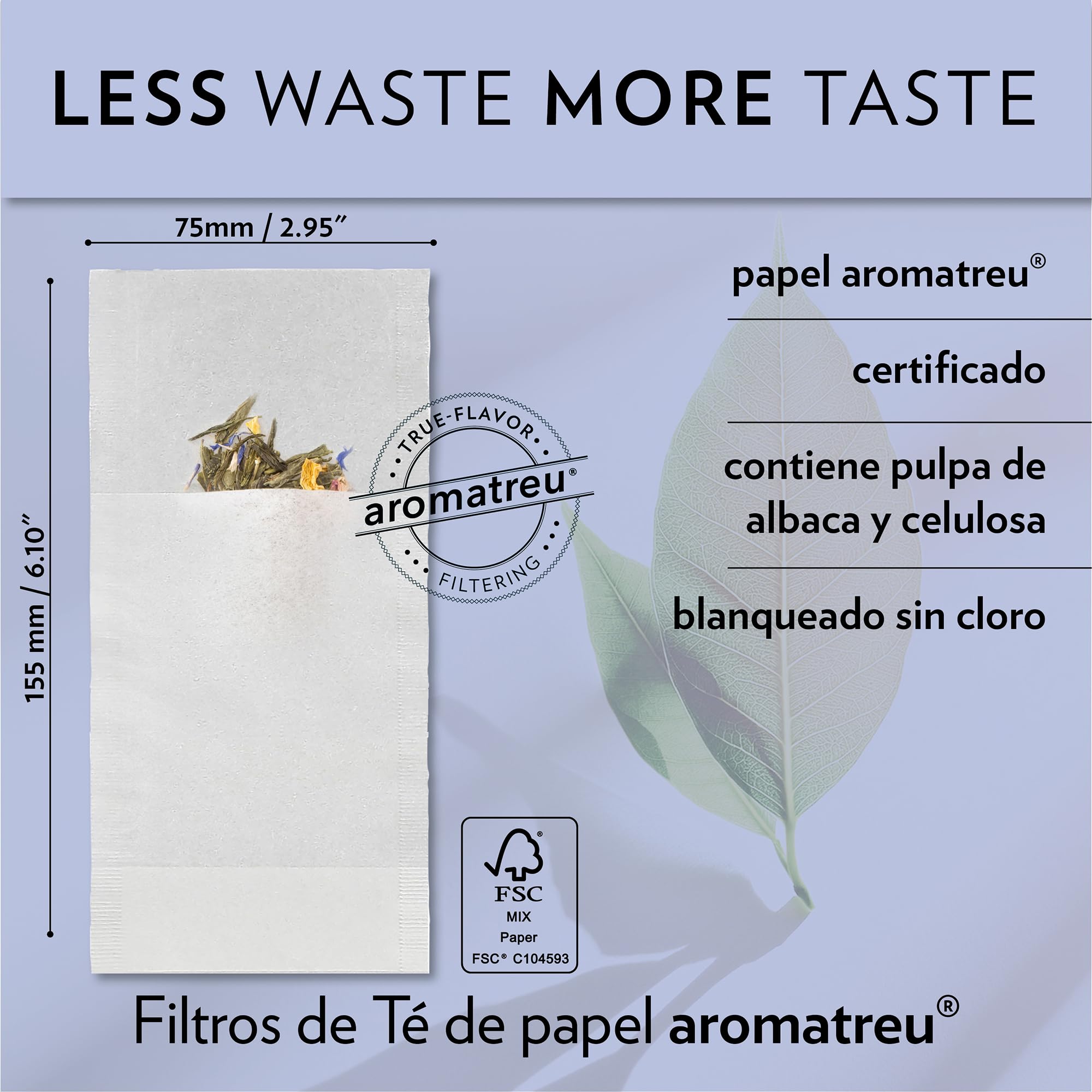 finum Endurance Finium Collection Filtro de té de Papel, Blanco, 100 Unidad (Paquete de 1), 12