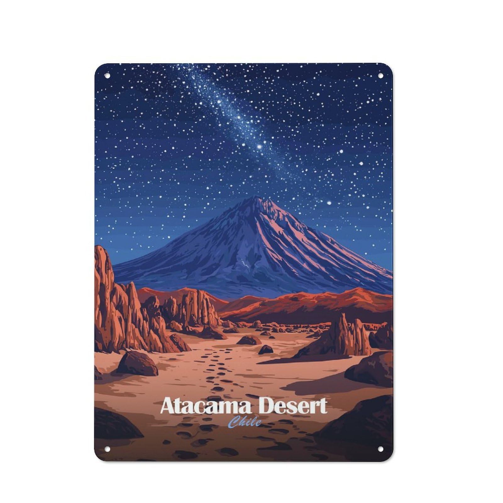Junmoney Style-12 Atacama Desert Night Sky Tin Sign 40X30cm For Workshop Wall, Vintage Wall Decor, For Metal Sign Collectors, For Garage And Workshop Walls