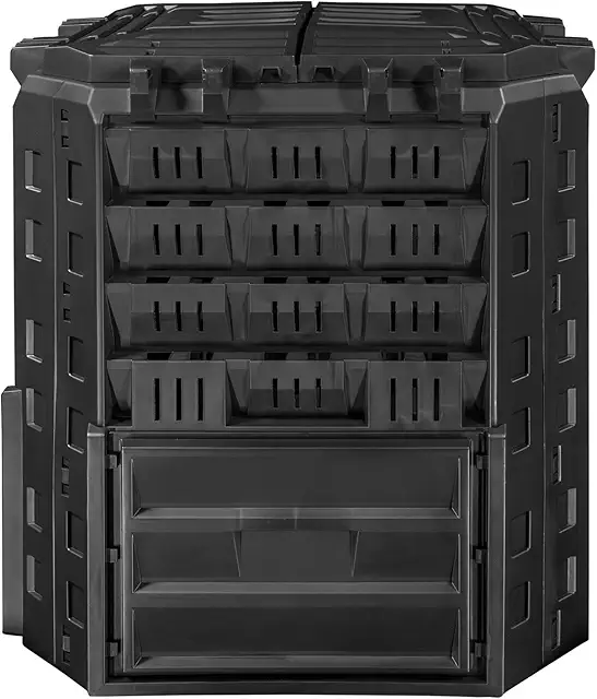FIXKRAFT Thermokomposter 310L Schwarz - Schnellkomposter für Gartenabfälle