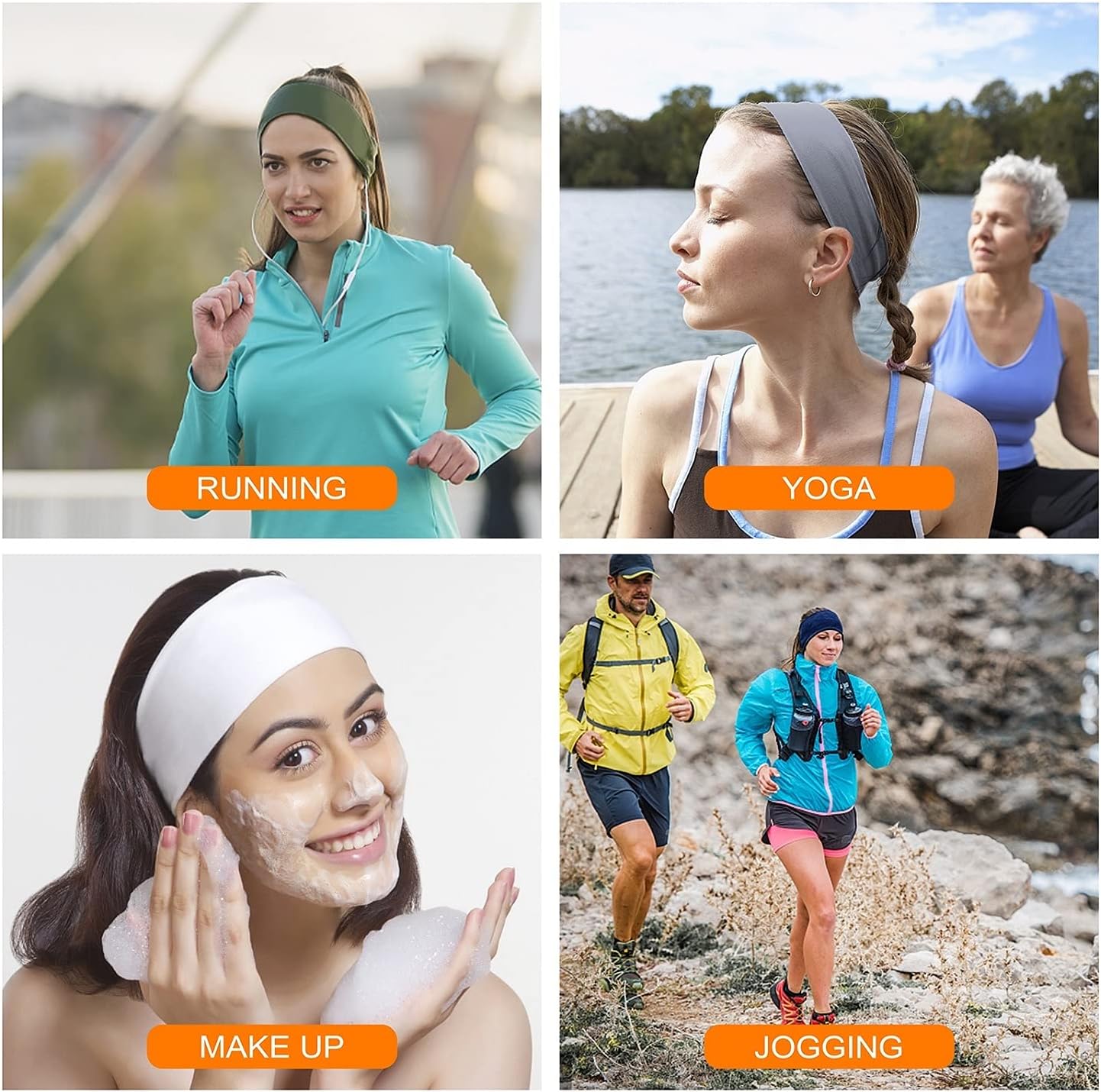 Attikee Mens Headbands (5 Pack), Sports Headband Athletic Mens Sweatband Non Slip Head Band for Men, Unisex Stretchy Moisture Wicking Hairband for Gym, Running, Cycling, Yoga, Basketball, Football : Sports & Outdoors