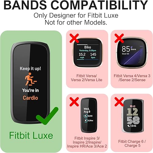 Miniatura 2 de Paquete de 3 correas deportivas delgadas compatibles con Fitbit Luxe Band para mujer, correas de repuesto delgadas y huecas de silicona suave para