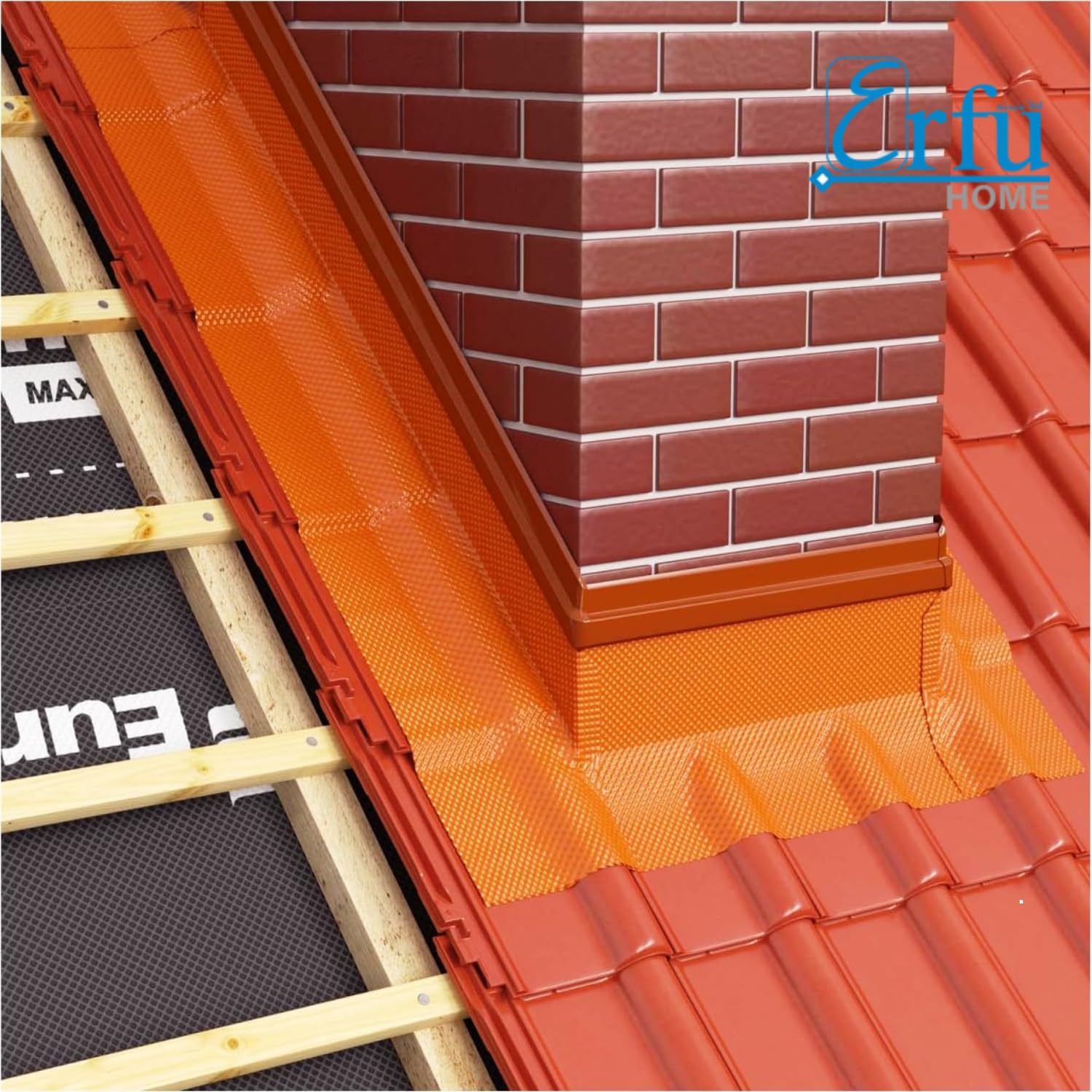 Banda de Sellado de Tejado Butilo Aluminio 3D Naranja – Autoadhesiva, Resistente UV, Chimeneas Rojo
