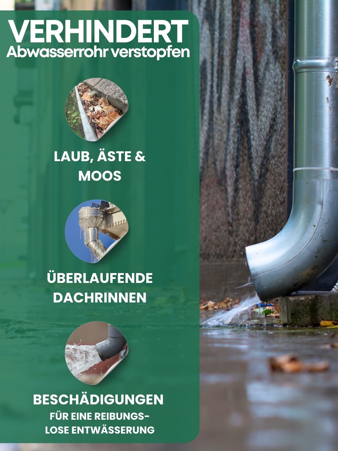 4-częściowy zestaw ochrony rynny dachowej, plastik, osłona rury spustowej, sitko do liści, sitko do liści, łapacz liści, ochrona rynny, sitko rynnowe, ochrona liści, zabrudzeń, mchu