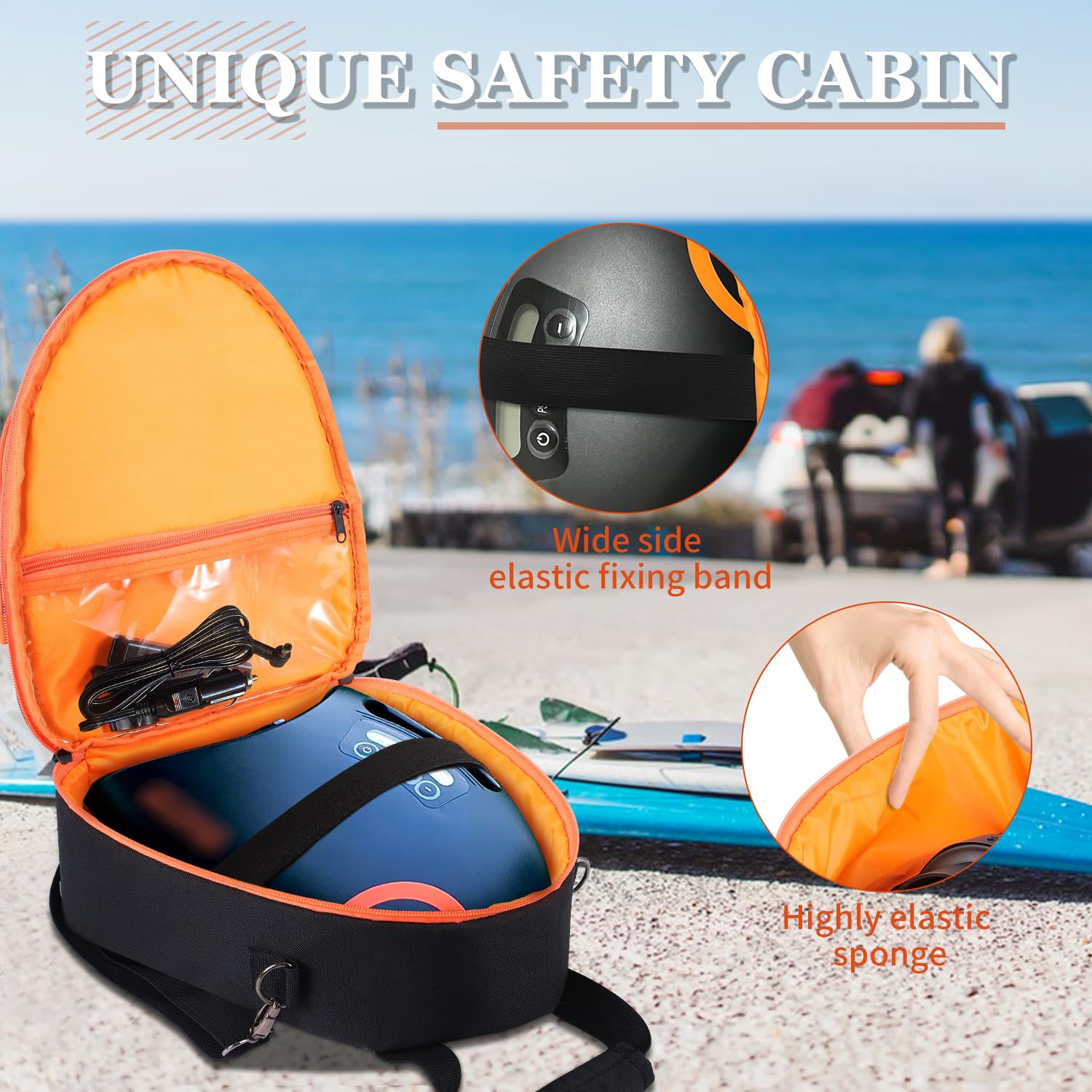 Aufbewahrungstasche kompatibel mit OutdoorMaster SHARK/Dolphin SUP-Pumpe, tragbare Tragetasche für elektrisches Paddelboard-Zubehör, große Tasche und weicher Griff (nur Tasche), Schwarz, ‎One