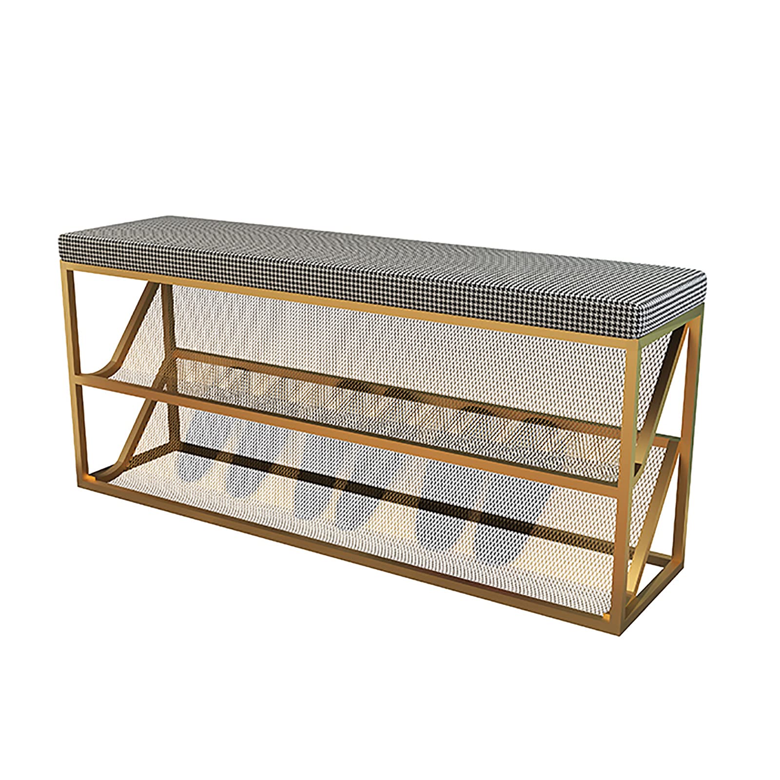 Banc à chaussures avec 2 niveaux et siège rembourré pour espace d'entrée