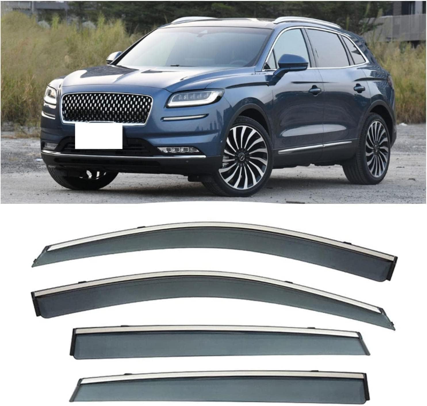 FENGJP Car Window Wind Deflectors for Lincoln Nautilus 2021, Window Wind Deflector Visor Rain Smoke Guards Automotive Accessories