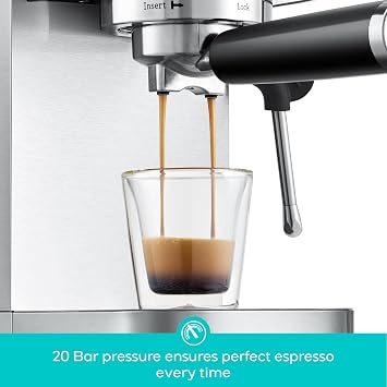 CASABREWS 3700 Essential Espresso Machine with Tornado Basic Coffee Grinder