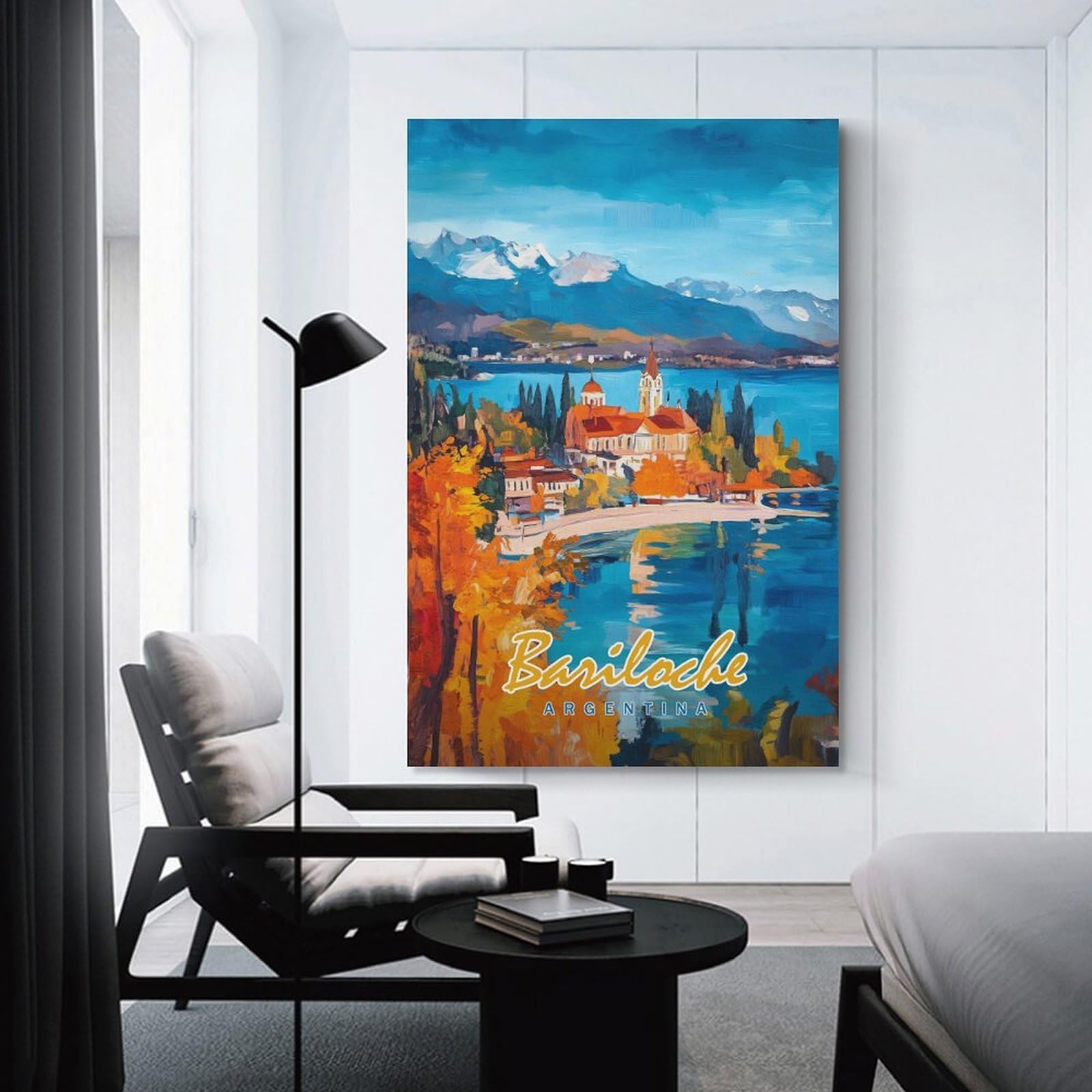 Junmoney Wall Art Print Bariloche Argentina Landscape, 20x30inch(50x75cm), for Bedrooms, Workspaces And Everyday Interiors, Stylish Home Artwork for Focal Walls