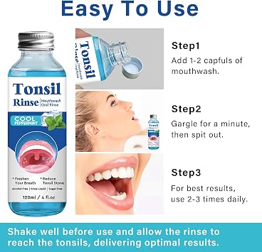Tonsil Stone Remover, Tonsil Stone Care Mouthwash to Help Freshen Breath & Soothe Tonsils, Alcohol-Free Formula Oral Rinse for Tonsil Stone Support, 8 Fl Oz