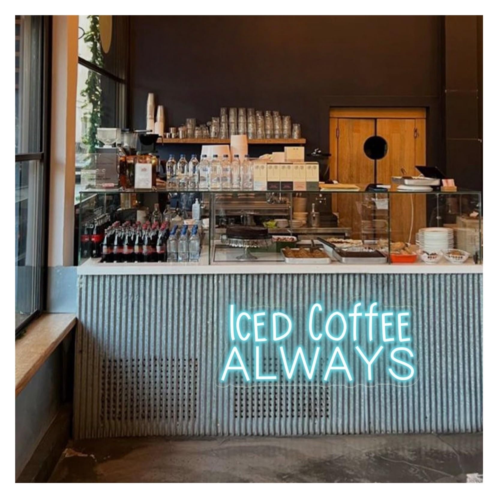 RONGCH Hanging Art Signs Iced Coffee Always Neon Sign,Suitable for Kitchen, Coffee Bar Wall Decor with Dimmable 22cmx50cm(B)
