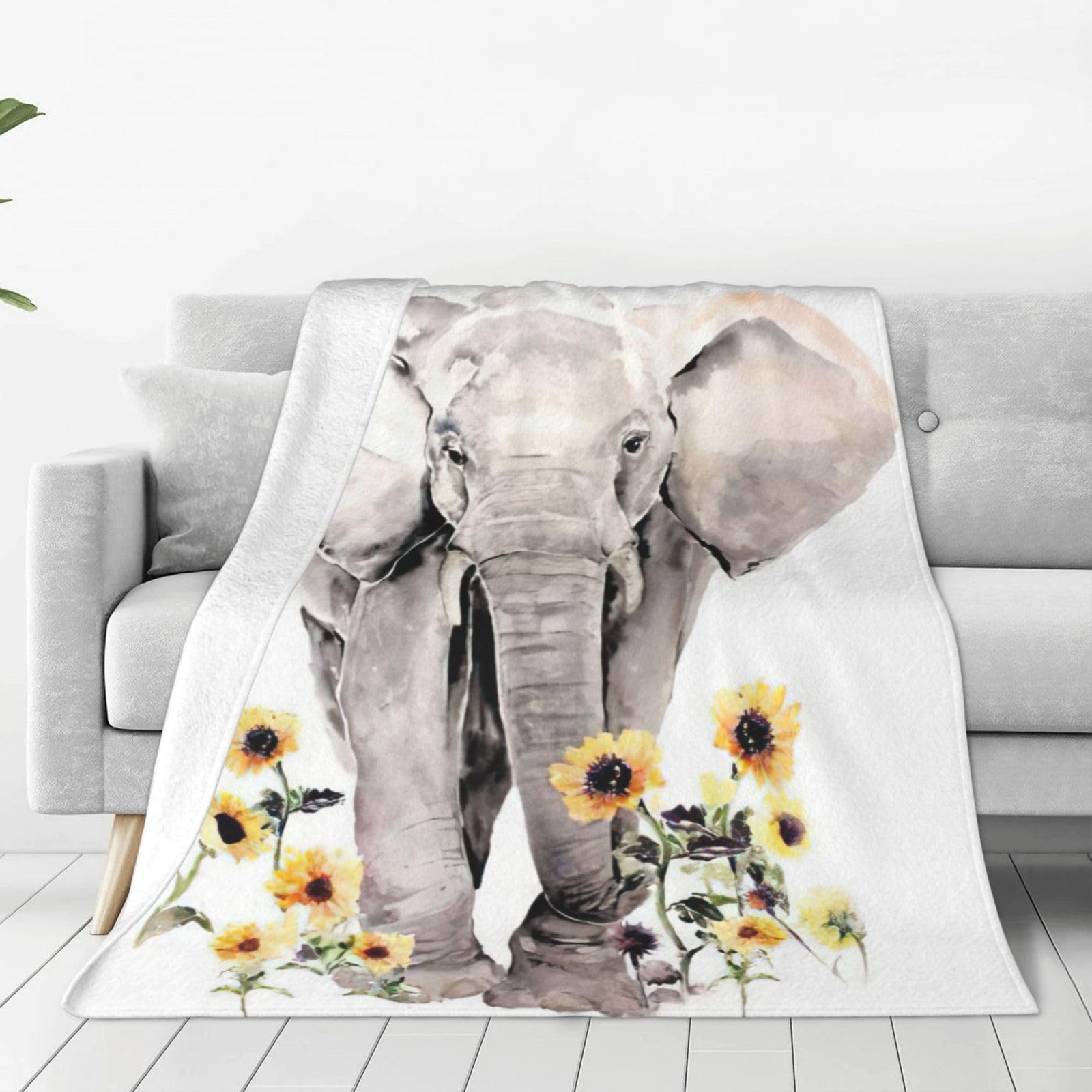 Couverture polaire douce éléphant et tournesol pour un nid douillet chez soi