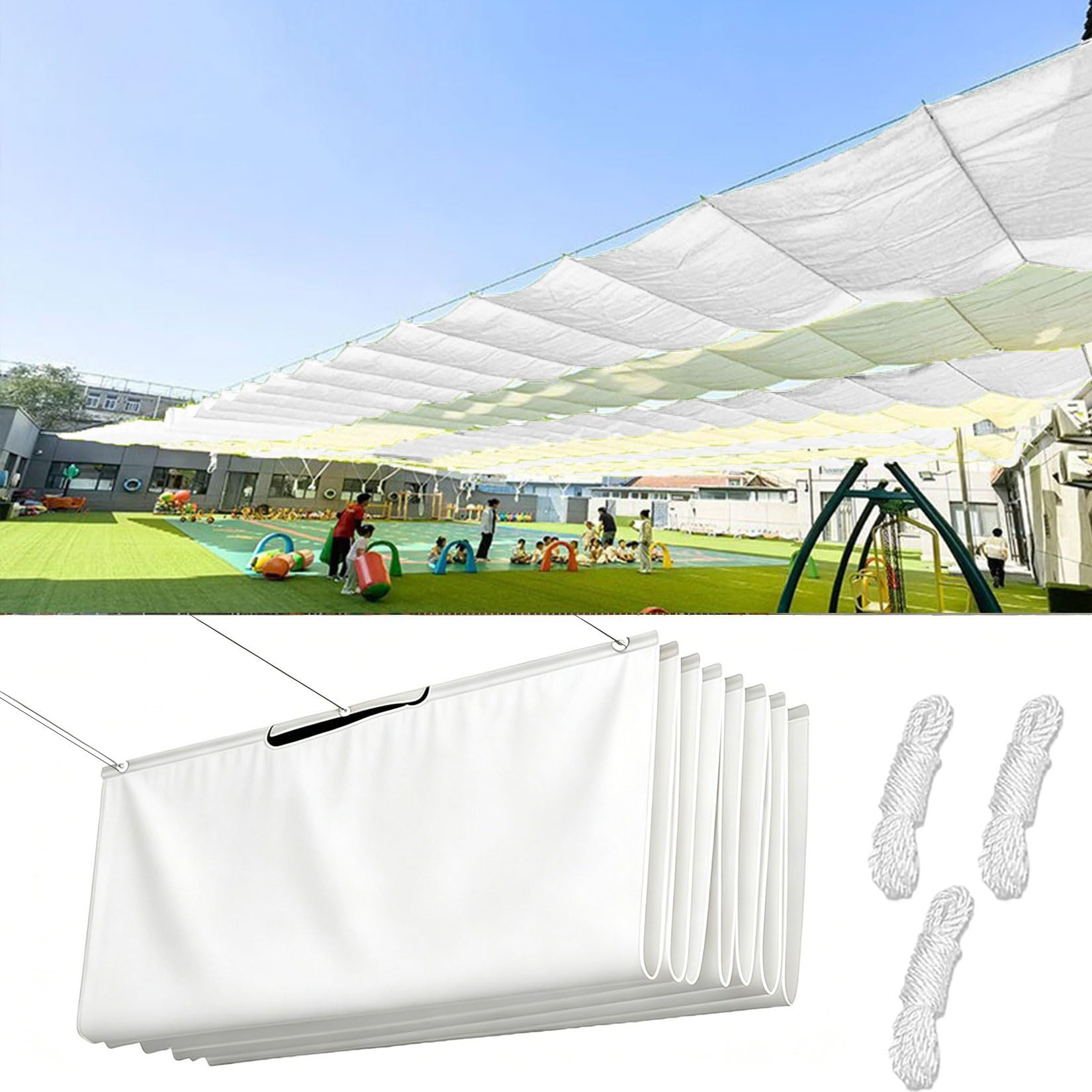 Toile-ombrage rétractable vague pour protéger la terrasse du soleil de l'après-midi