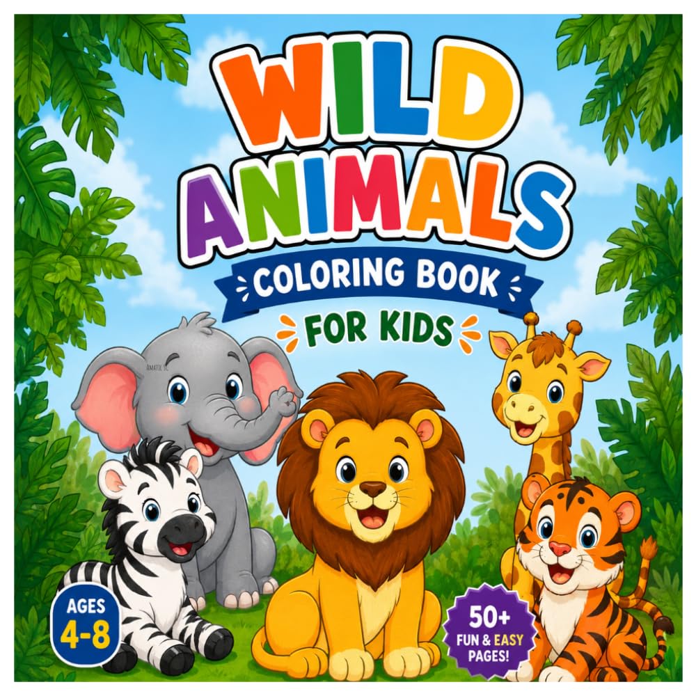 Wild Animals Coloring Book For Kids