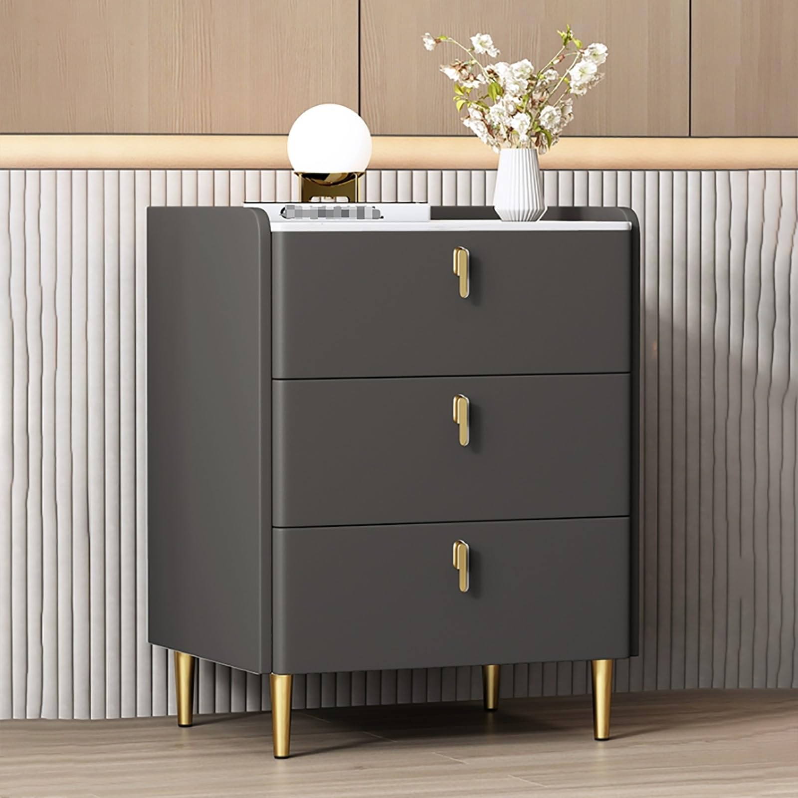 Beistelltisch modern design sofakommode kleinbed side table bedroom kommode klein schlafzimmerbeistelltisch mit schublade 3Schubladen mit großem Fassungsvermögen, geeignet für Wohnzimmer, Schlafzimmer Küche, Haushalt & Wohnen