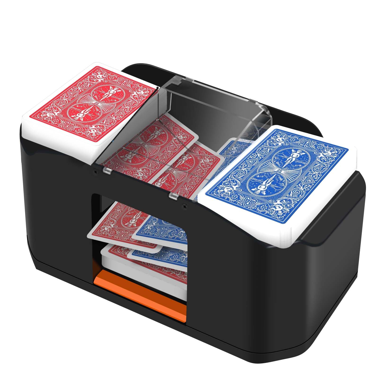 QUICARD Automatischer Kartenmischer – Leise & Mit 2000 mAh Akku – Mischt 2 Kartensätze – Kompatibel mit Poker, Bridge, Rommé, Skat