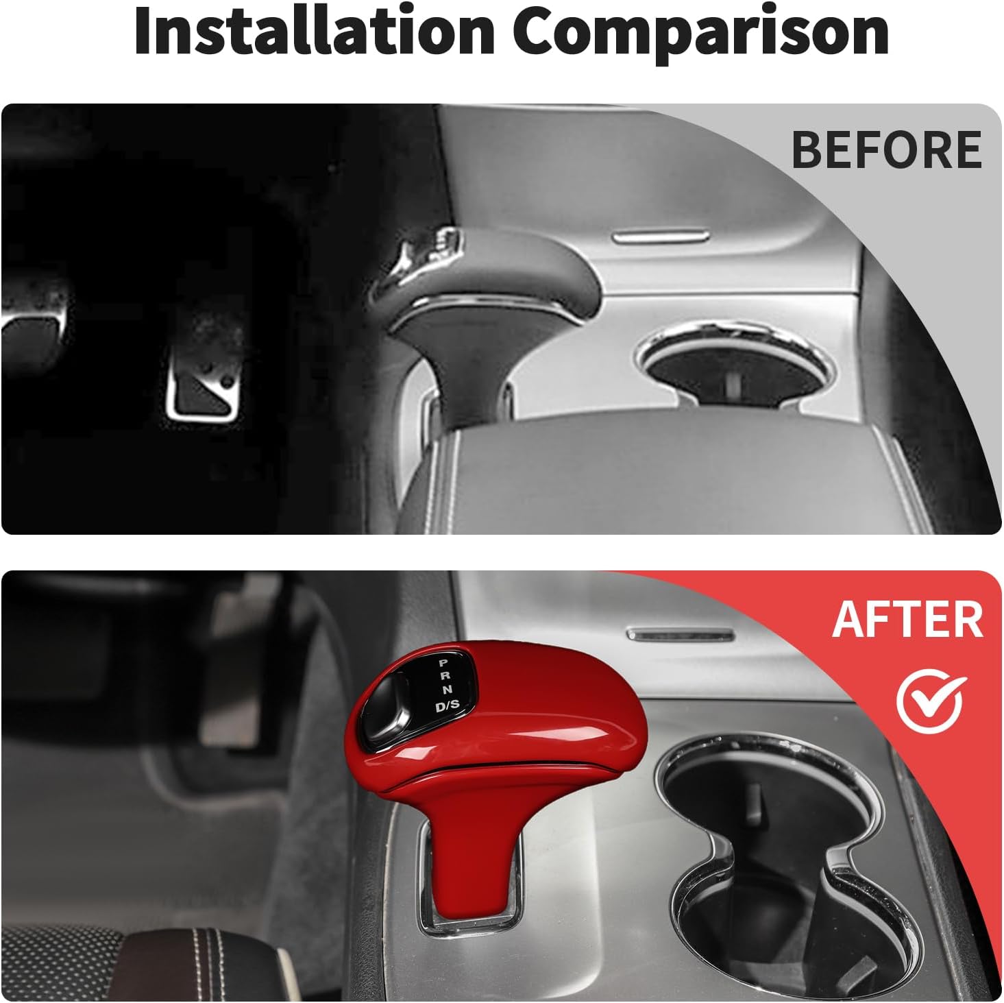 JWWY Gear Shift Shifter Knobs Cover Trim Fit for 2012-2014 Dodge Charger & for Durango Interior Accessories 3pcs,Red