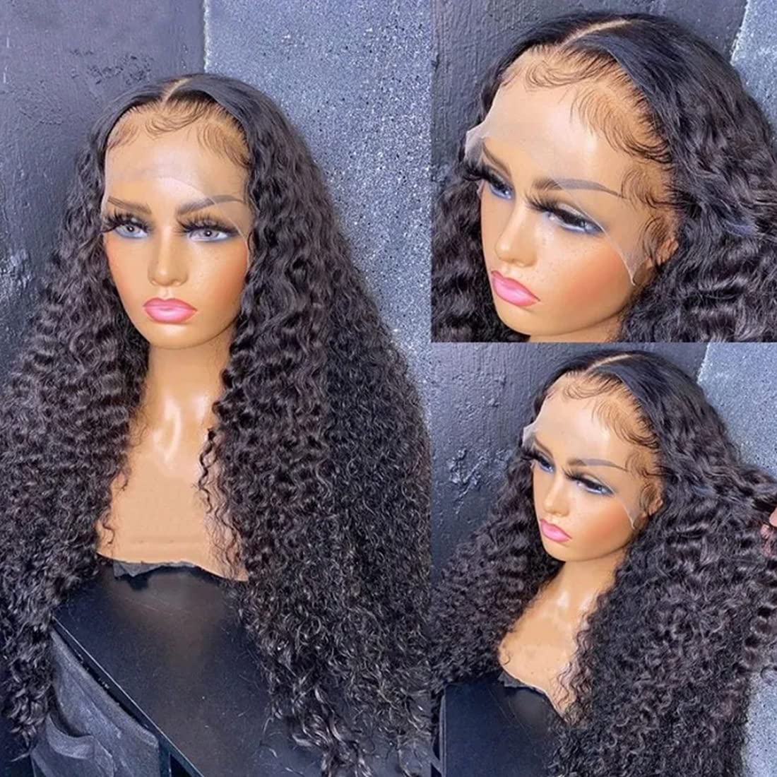 Nadula Brazilian Curly Virgin Human Hair 13X4 Lace Front Wigs For Women 100% Unprocessed Virgin Curly Human Hair Wig 150% Density With Baby Hair (16inch)