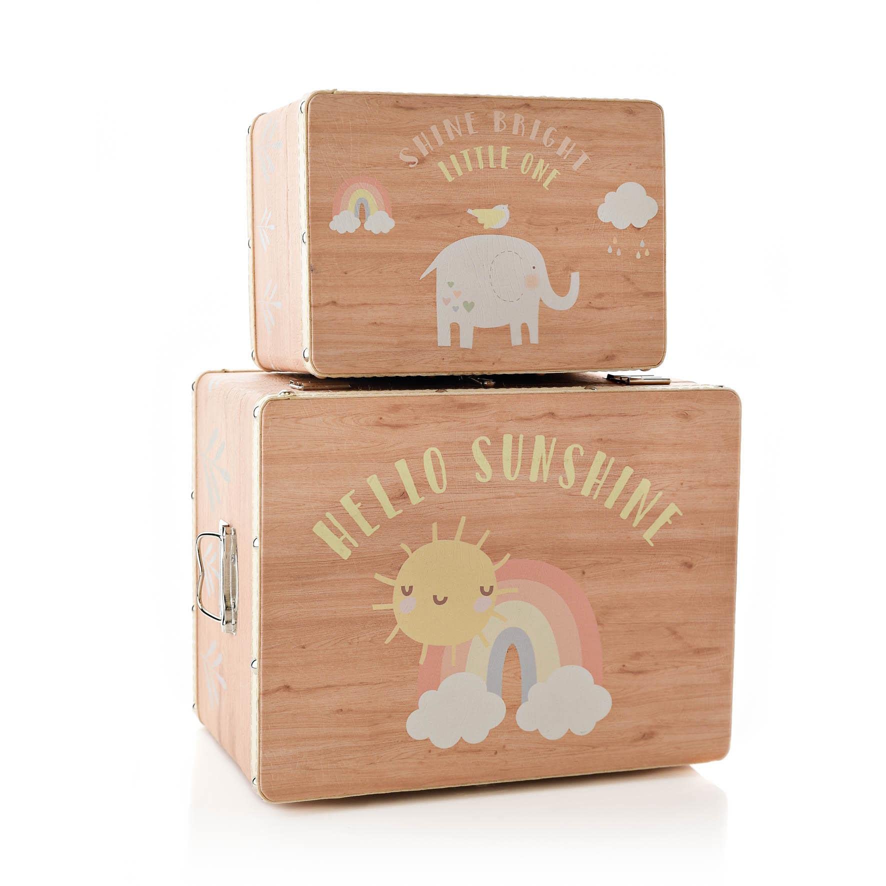 Widdop & Co Petit Cheri - Set di 2 bauli per bambini, motivo: elefante, scatole per giocattoli