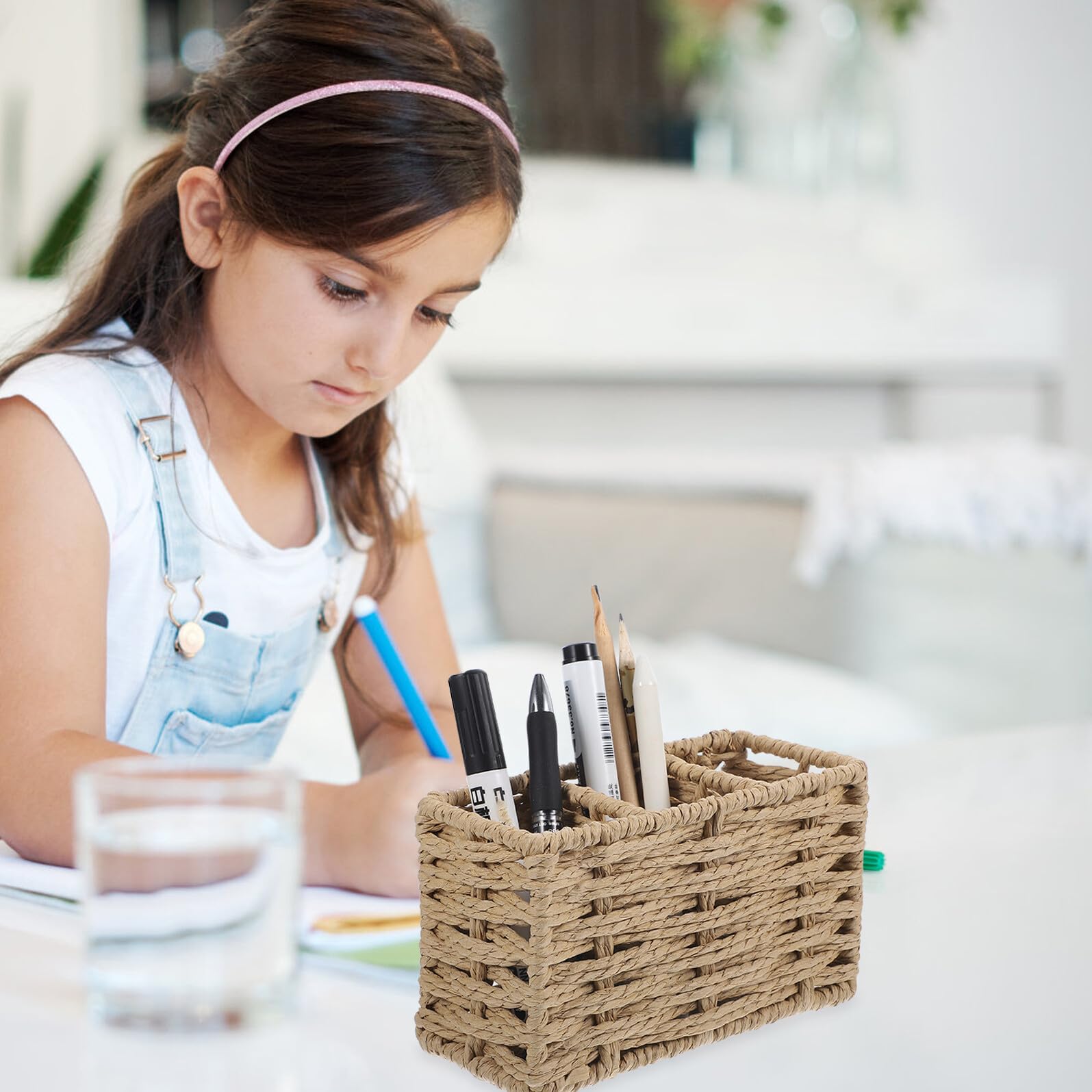 DOITOOL Küchenutensilien zur Ordentlichen Aufbewahrung aus Papierseil Organizer mit Großer Kapazität Geflochtener von Besteck und Kochutensilien für Küche