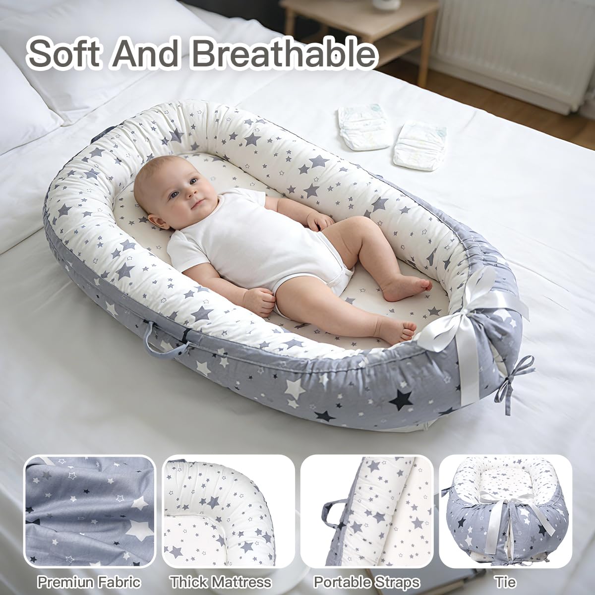 Baby Support Cushion | Organic Cotton Infant Support Cushion| Reversible, Adjustable & Portable Floor Cushion | Soft, Breathable, Washable Cover