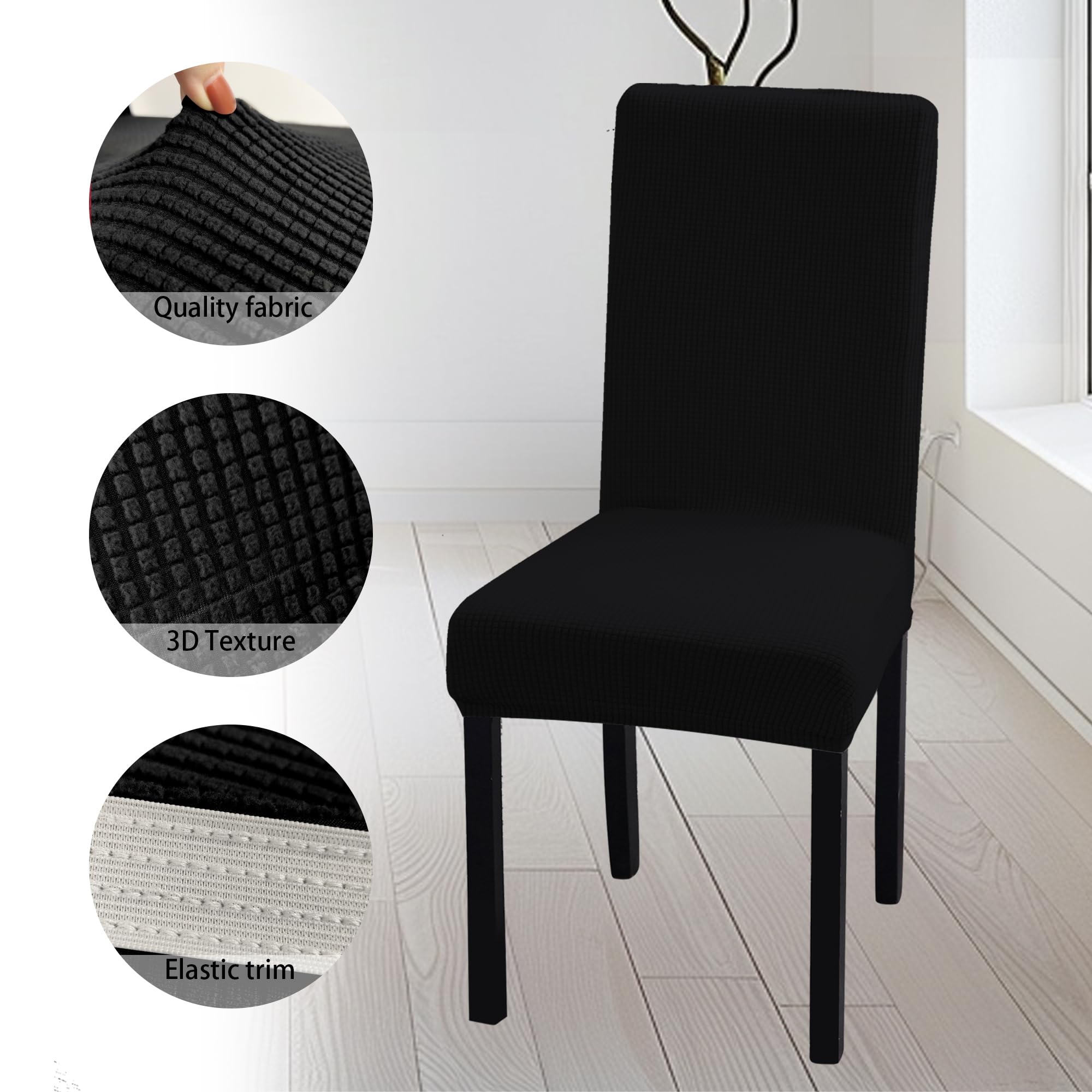 Ocves Chair Covers for Dining Room Set of 4 or 6, Stretch Dining Chair Slipcover Covers, Removable Washable Chair Covers - Image 2