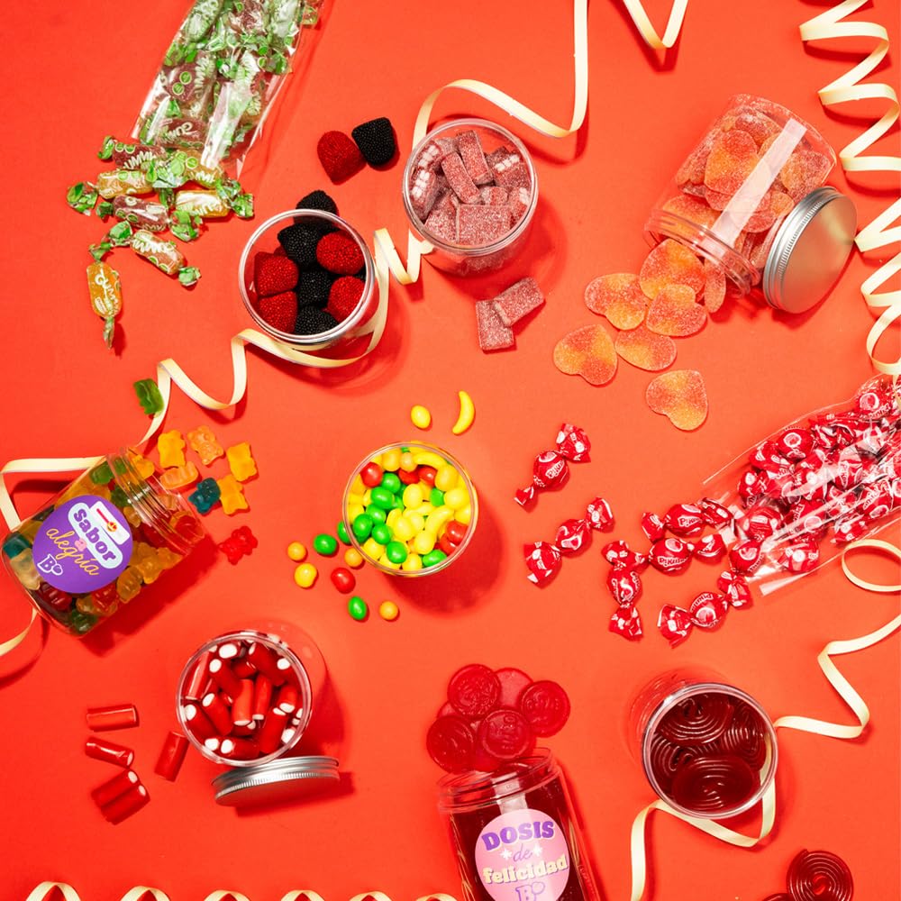 BELROS Mega Pack 2,3 kg de Caramelos y Gominolas. Regalos, Celebraciones, Cumpleaños, Especial Parejas, Dia de la Madre, Dia del Padre. Golosinas en botes. Cesta de dulces y Chuches. Caja Regalo