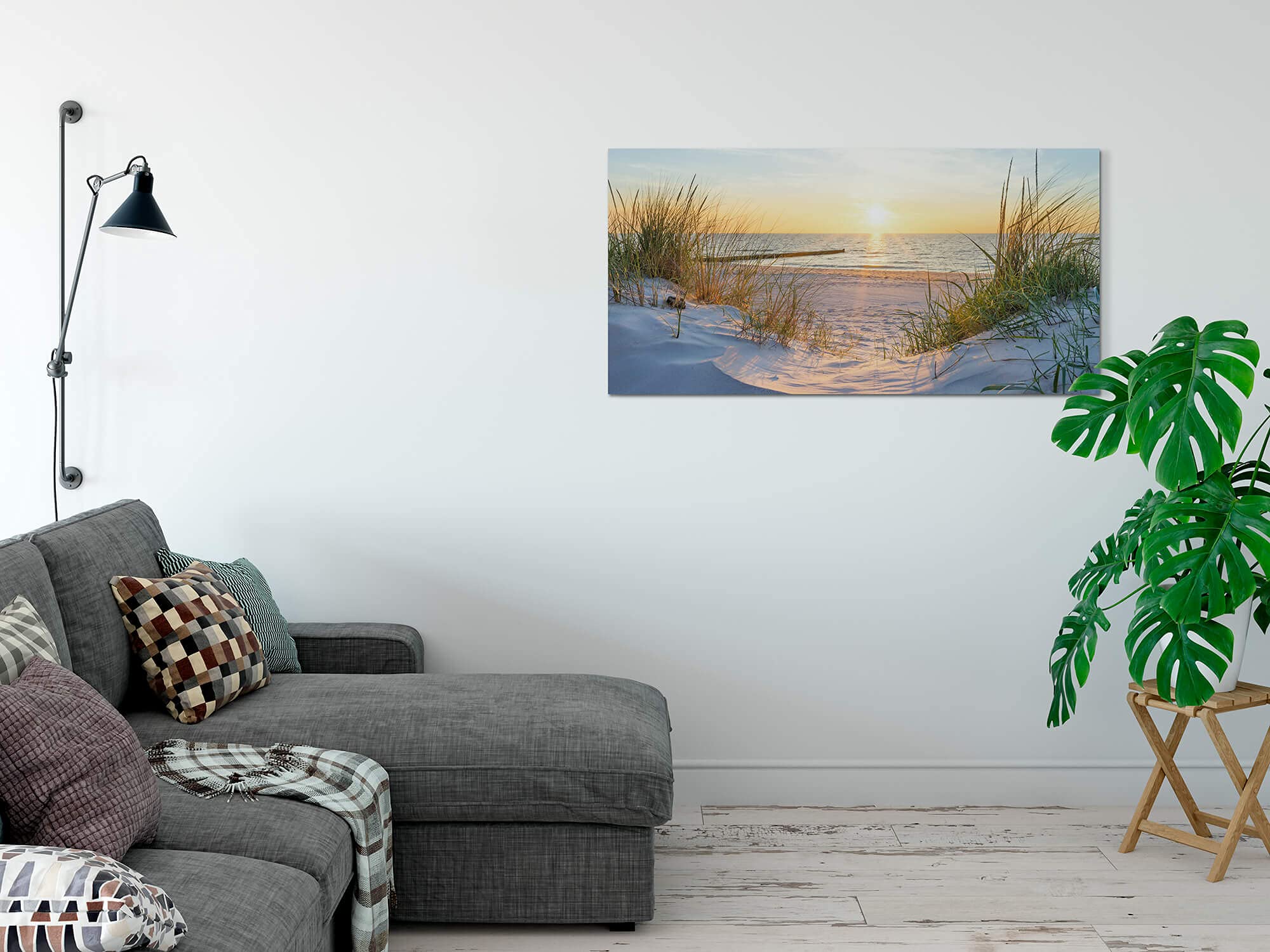 Paul Sinus Art Sonnenuntergang an der Ostsee 120x 60cm Panorama Leinwand Format Wandbilder Wohnzimmer Wohnung Deko Kunstdrucke