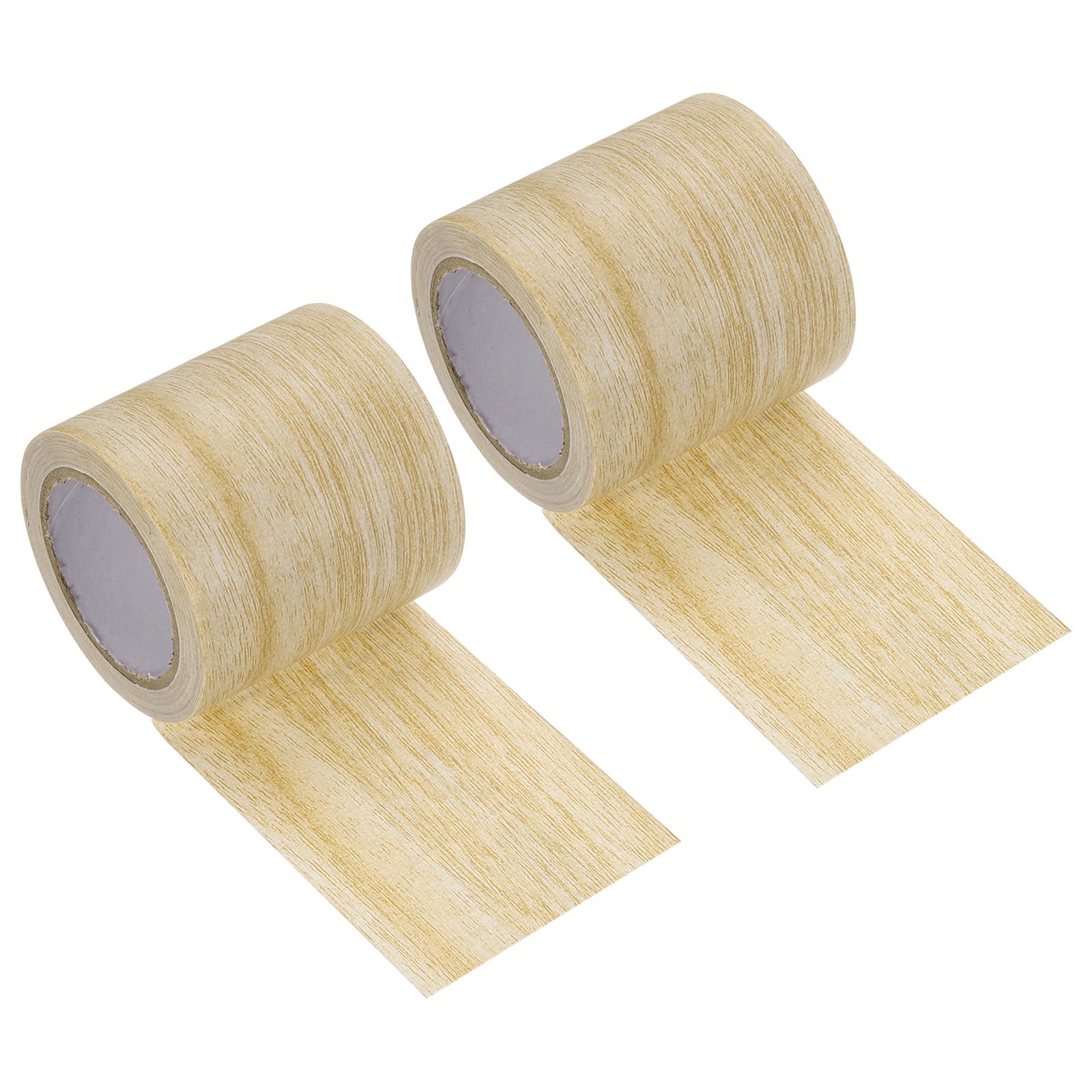 sourcing map 2 Pcs Wood Grain Repair Tape, 57mm x 4.57m Self Adhesive Wood Grain Colored Duct Tape Waterproof Repair Patch for Furniture Floor Scratch Fix, Baseboards, DIY Decor, Light Yellow