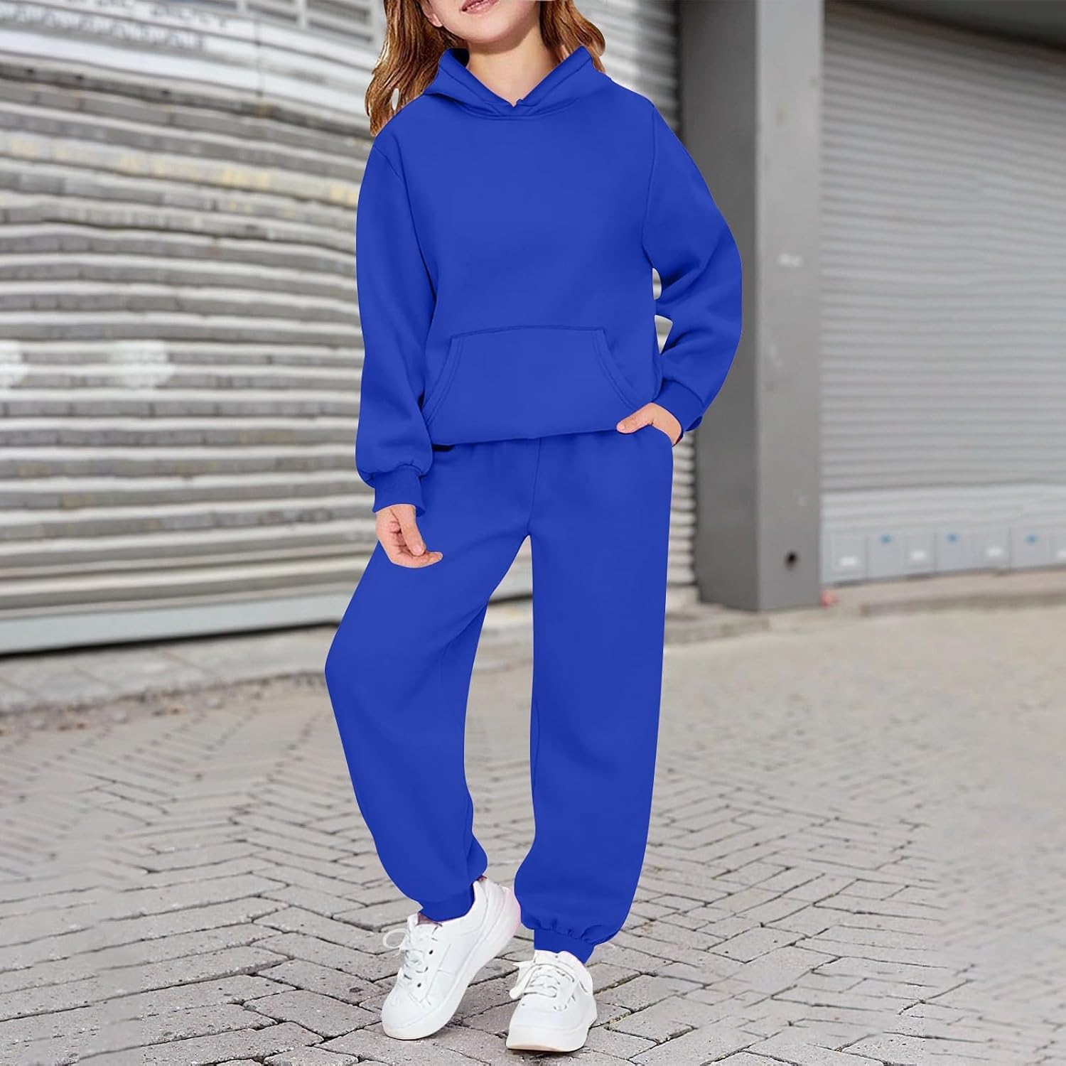 KIKX0DE Toddler Boys Girls Sweatsuit 2 Piece Soild Sweatsuits for Teens Kids Sweatshirts and Jogger Sweatpants Sweat Set