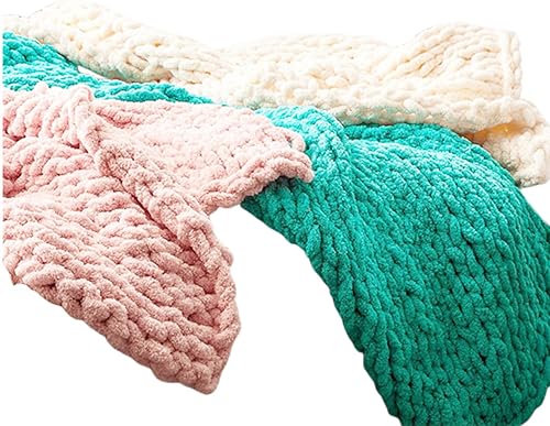 Miniatura 6 de Paquete de 8 hilos de felpilla gruesos para manta, color beige, supervoluminosos, suaves, gruesos, esponjosos, gigantes, lavables, de poliéster