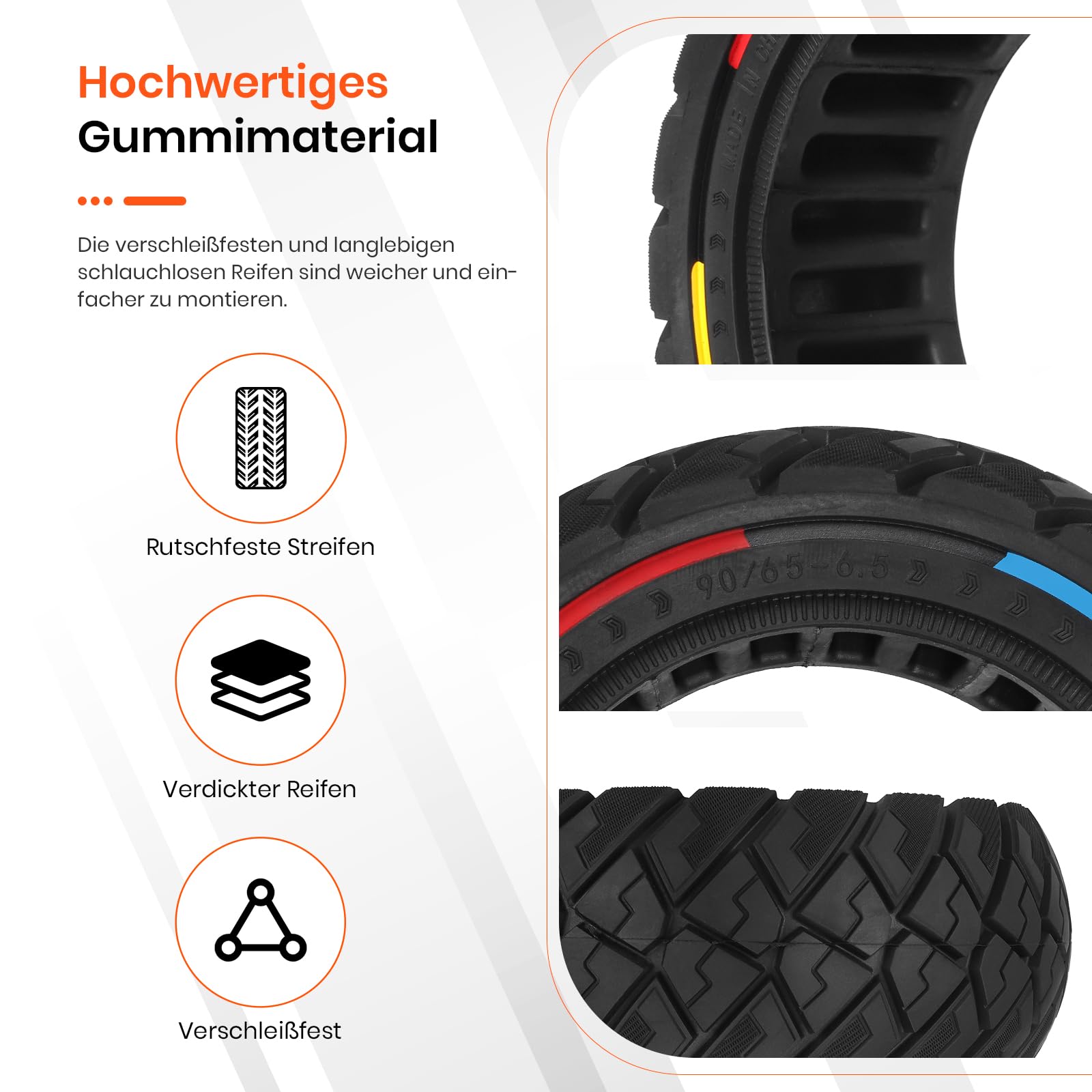 90/65-6.5 pneumatici pieni per scooter elettrico da 11 pollici, accessori di ricambio adatti per Dualtron Thunder, Speedual Plus, Zero 11X, Kaabo Wolf Warrior, 2 pezzi