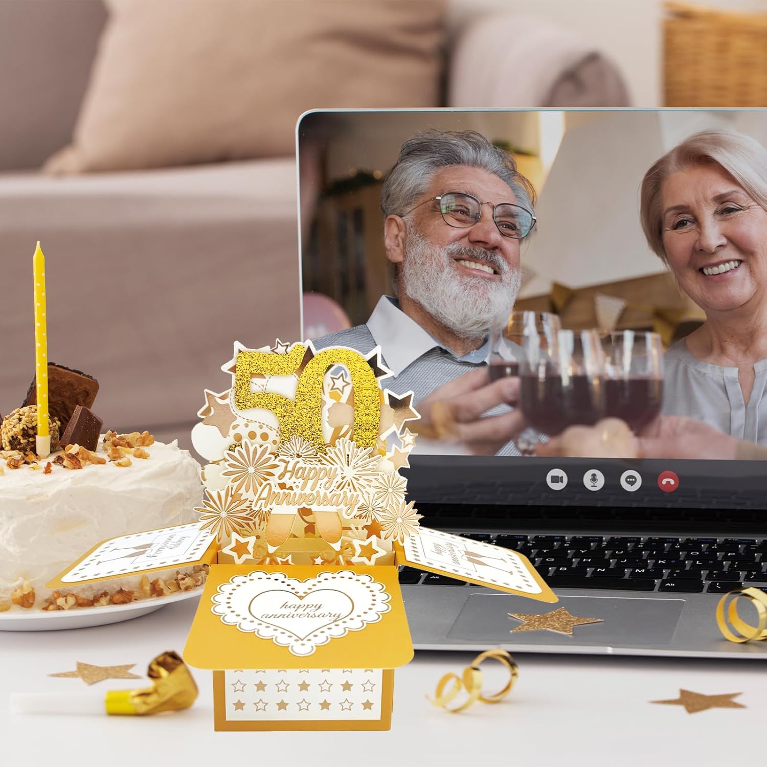 Asmallgf Happy 50th Anniversary Pop Up Card, Comfort Fifty Year Golden Wedding Anniversary Cards for Couple, Perfect Anniv Card for Couple Husband Wife AS 179 image 6 of 6 B0F4JKTC98