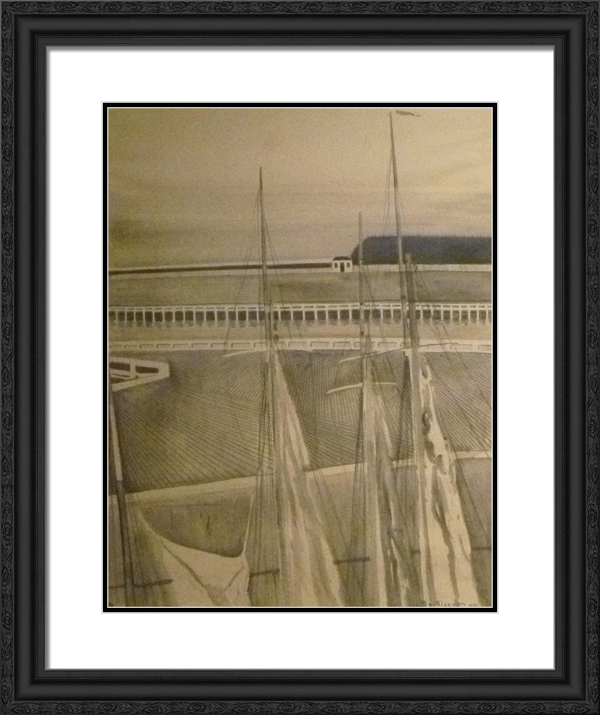 ArtDirect Spilliaert, Leon 20x24 Gold Ornate Framed Art Print with Double Matting Titled: Fence of Ostend